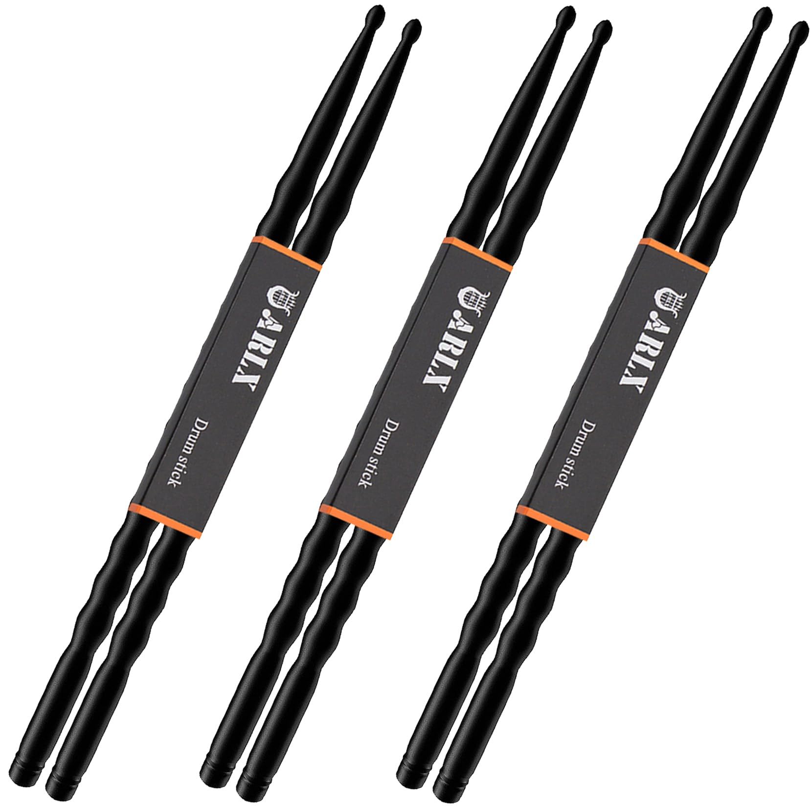 5A Carbon Fiber Drum Sticks Light Durable Drumsticks (3 Pair Black)