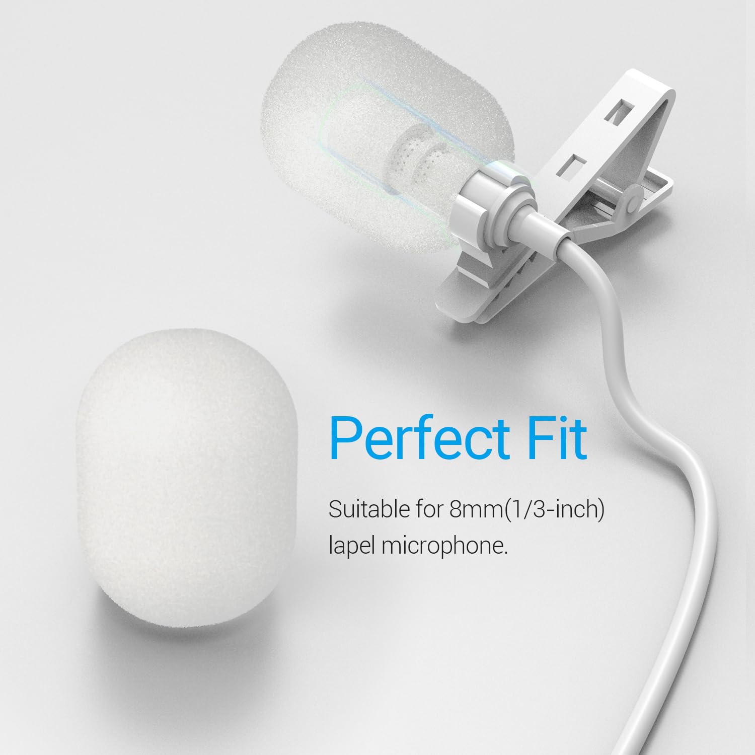 Mic Windscreen (Foam Cover, 10 Pack, White)