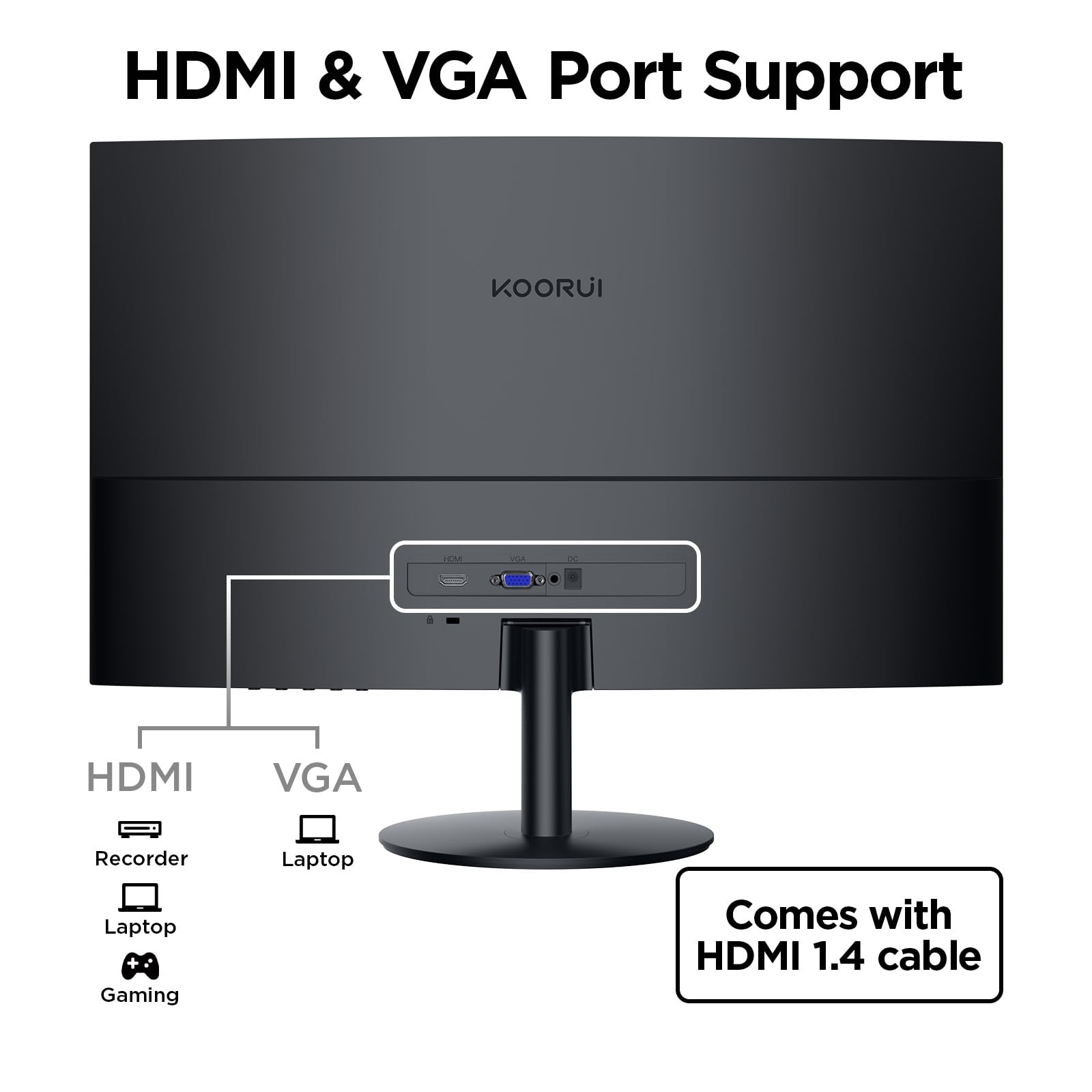 Koorui 27 Inch Curved Monitor Fhd 1080P 75Hz Computer Monitors, 1500R Pc Screen With Hdmi Vga, Tv Rheinland Certified, Tilt Adju