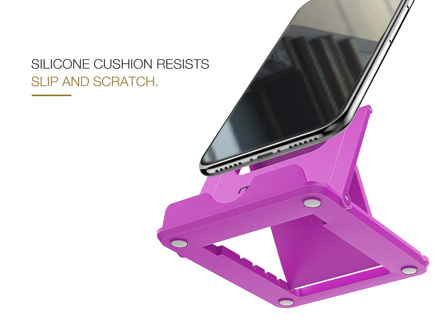 MoKo [2 Pack] Phone/Tablet Stand, Foldable Holder for Devices(6 11') Fit iPhone 11 Pro Max/11 Pro/11, iPhone Xs/Xs Max/Xr/X, iPad Pro 11 2020/10.2/Air 3/Mini 5, Galaxy S20 6.2', Black + Purple