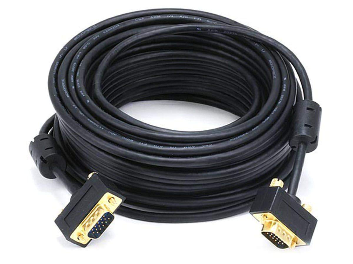 Monoprice 50Ft Ultra Slim Svga Super Vga 30/32Awg M/M Monitor Cable W/ Ferrites (Gold Plated Connector)