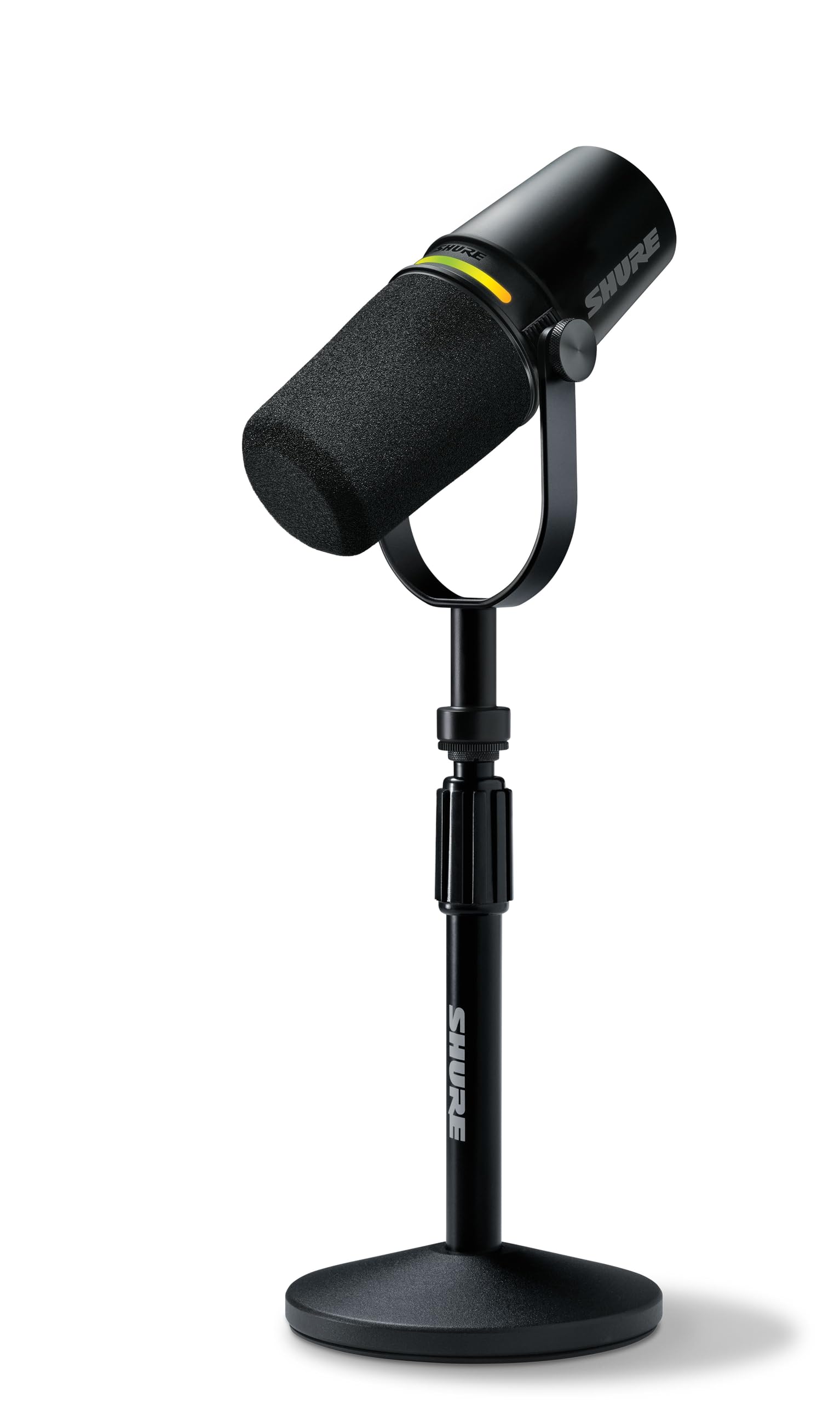 Shure Mv7+ Podcast Dynamic Microphone With Stand. Obs Certified, Enhanced Audio, Led Touch Panel, Usb C & Xlr Outputs, Auto Leve