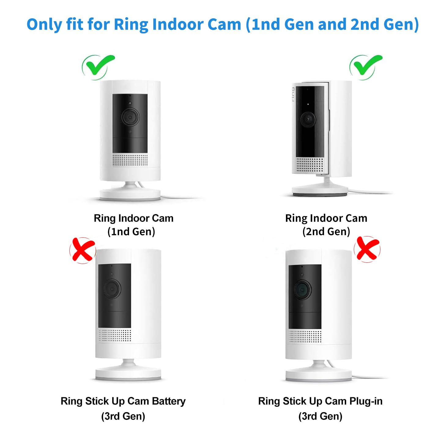 Outlet Mount For Ring Indoor Cam (2Nd Gen And 1Nd Gen), 2 Pack Plug In Wall Mount Stand With Power Plug, 360 Degree Swivel And Space Saving Design (Ring Camera Are Not Included)