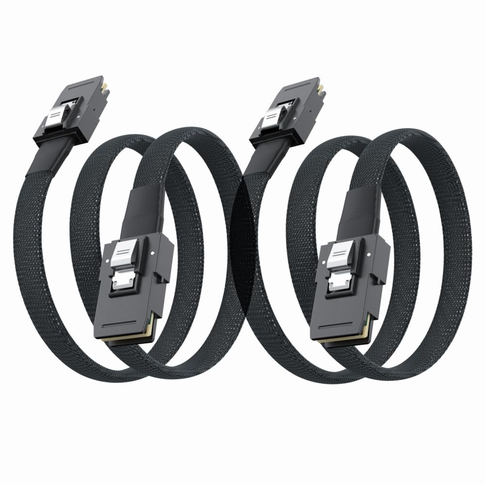 10Gtek Sff 8087 To Sff 8087 6G Internal Mini Sas Cable For Server Backplane/Raid Card, Hot Swap Ready With Sata Compatibility, 100 Ohm, 0.5 M(1.6Ft), 2 Pack