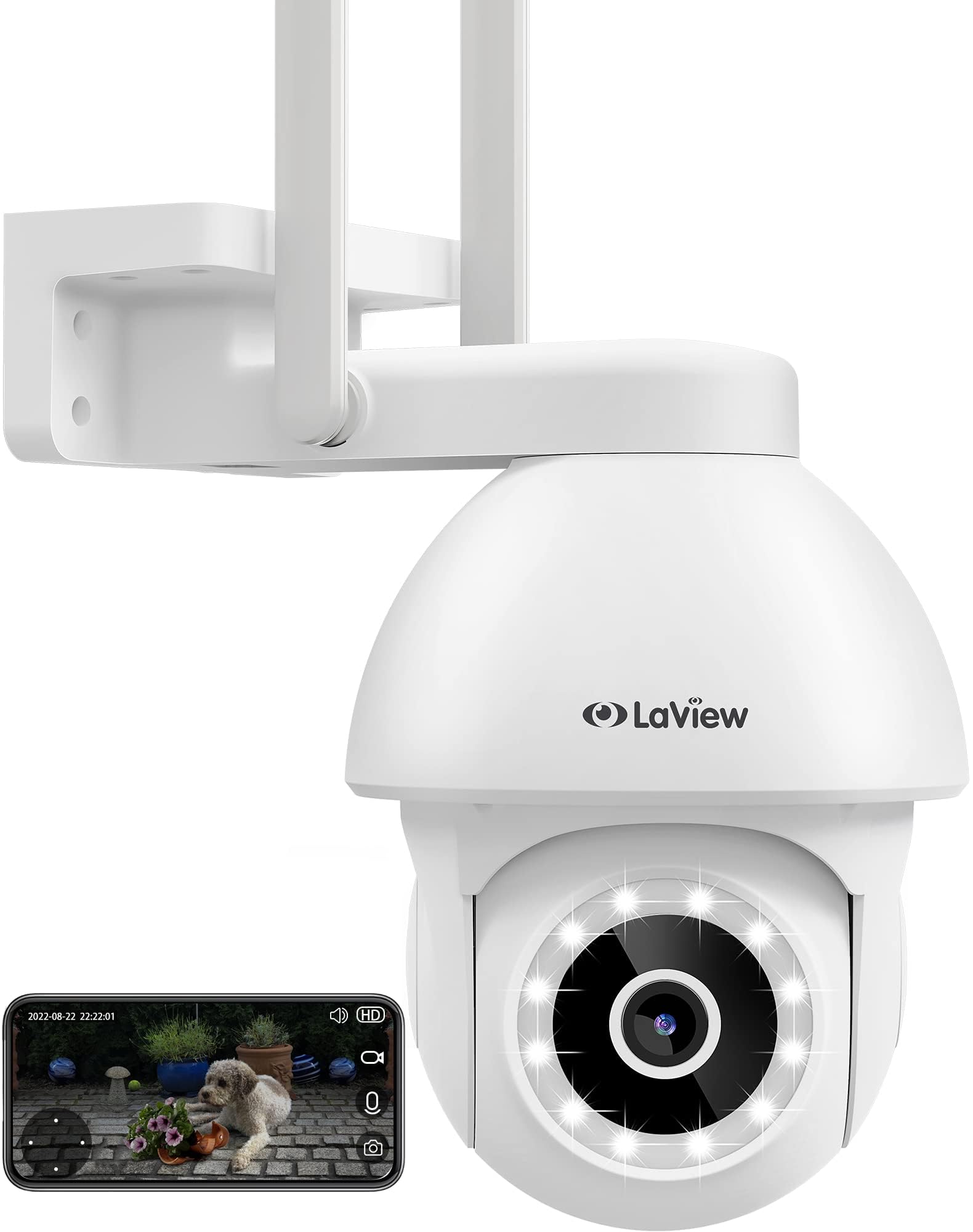 Laview 4Mp 4G Lte Cellular Security Camera Outdoor Wired Starlight Color Night Vision,2K Cameras For Home Security Ai Human Detection & Auto Tracking, Ip65 Outdoor Camera 2 Way Audio, Us Cloud