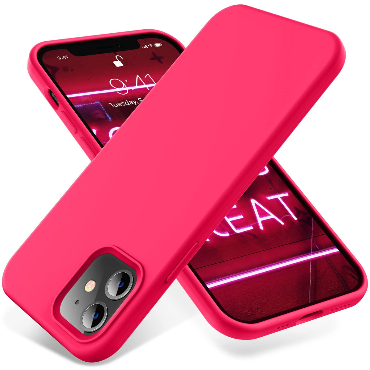 Otofly Soft Silicone Designed For Iphone 12/12 Pro Case,[Military Grade Drop Protection] [Anti-Scratch Microfiber Lining] Shockp