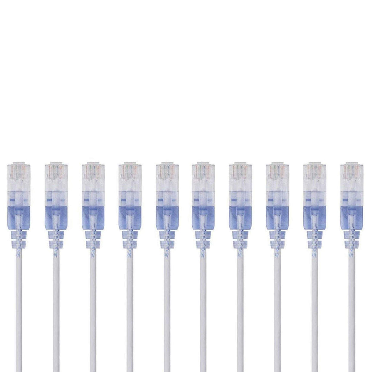 Monoprice Cat6A 25Ft White 10 Pk Patch Cable Utp 30Awg 10G Pure Bare Copper Snagless Rj45 Slimrun Series Ethernet Cable