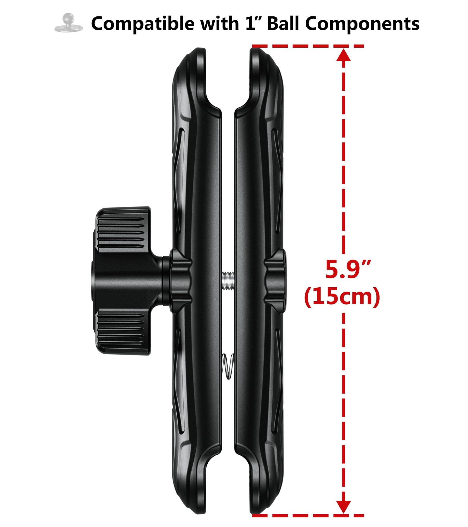Vazeswin Double Socket Arm 5.9'' Aluminum Alloy Long Arm Compatible With Ram Mount B Size 1'' Ball Components