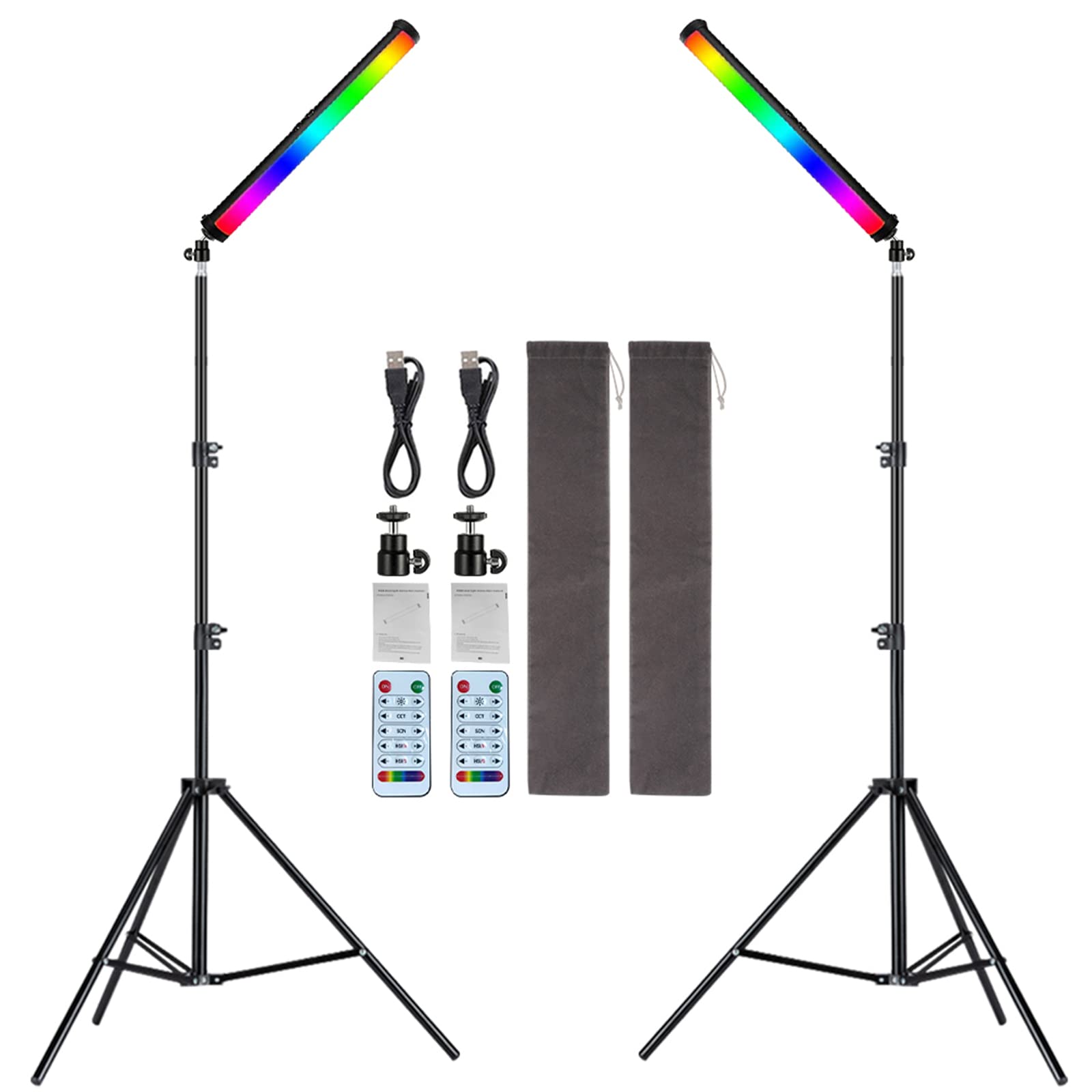Rgb Led Video Light Wand Stick, 360 Full Color Portable Studio Handheld Photography Lighting Wand 5000Mah Rechargeable Battery &