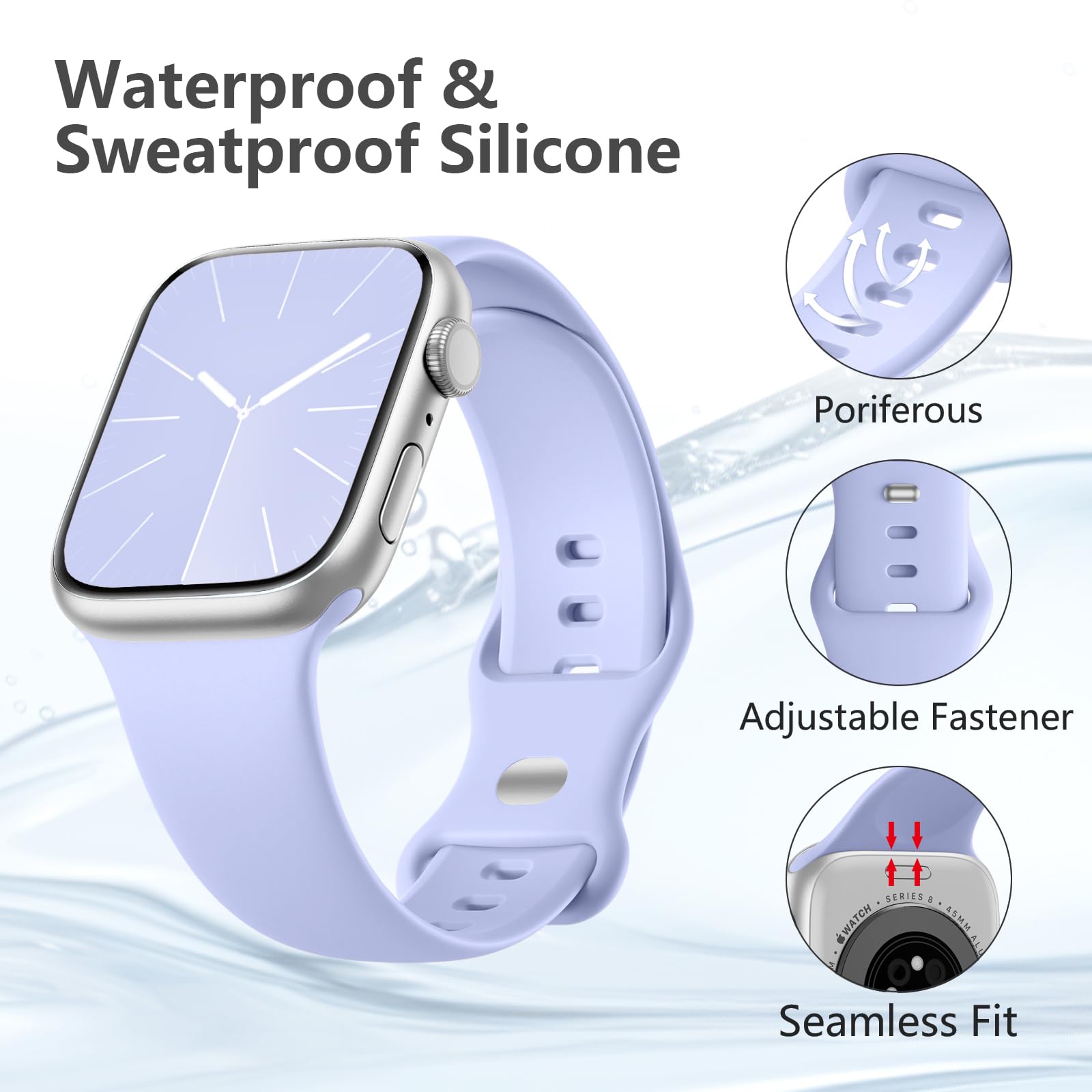 Imivio Sport Band Compatible With Apple Watch Series 3 38Mm Band 40Mm 41Mm 42Mm 44Mm 45Mm 49Mm For Women Men, Soft Silicone Wate