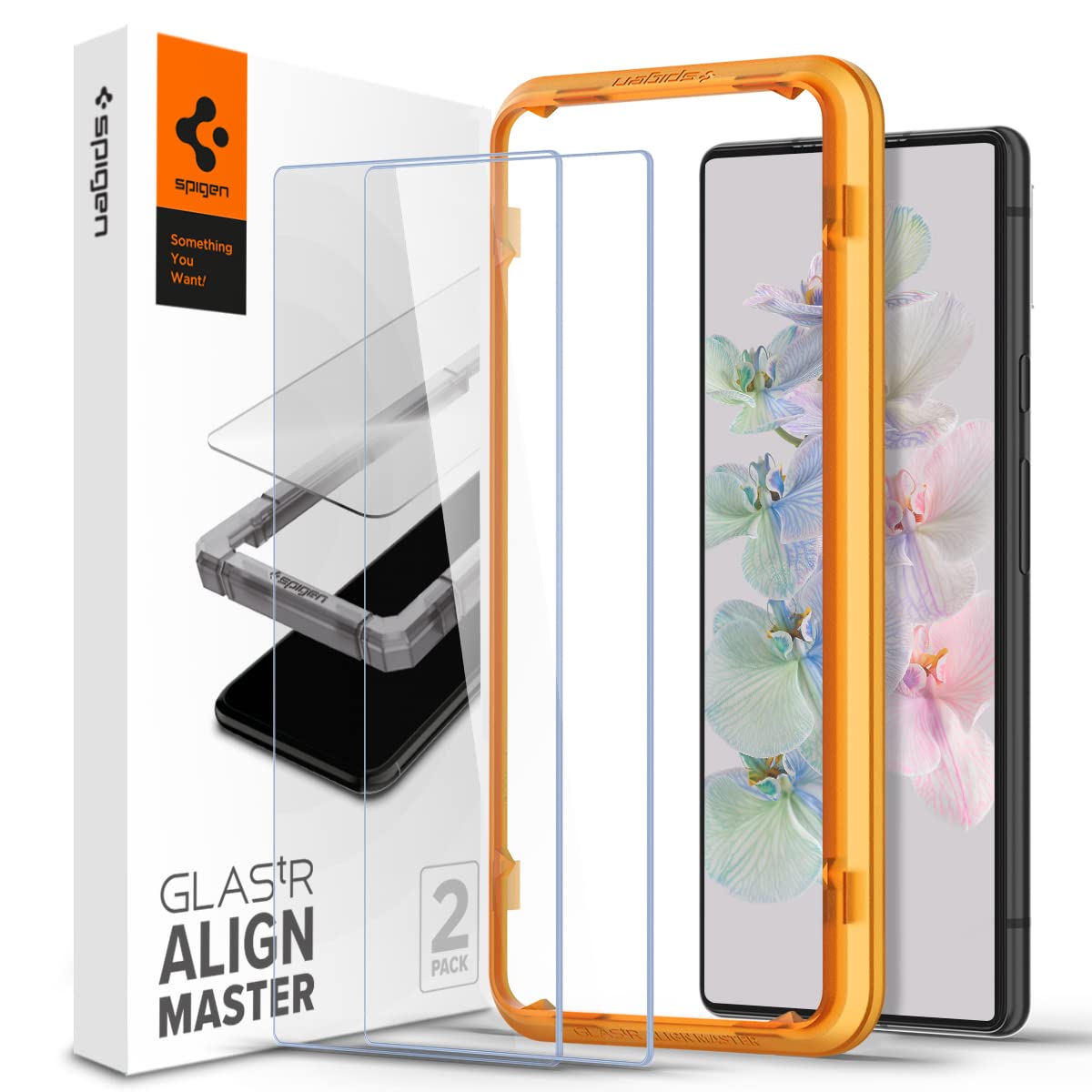 Spigen Tempered Glass Screen Protector Glastr Alignmaster] Designed For Pixel 7 Case Friendly]   2 Pack