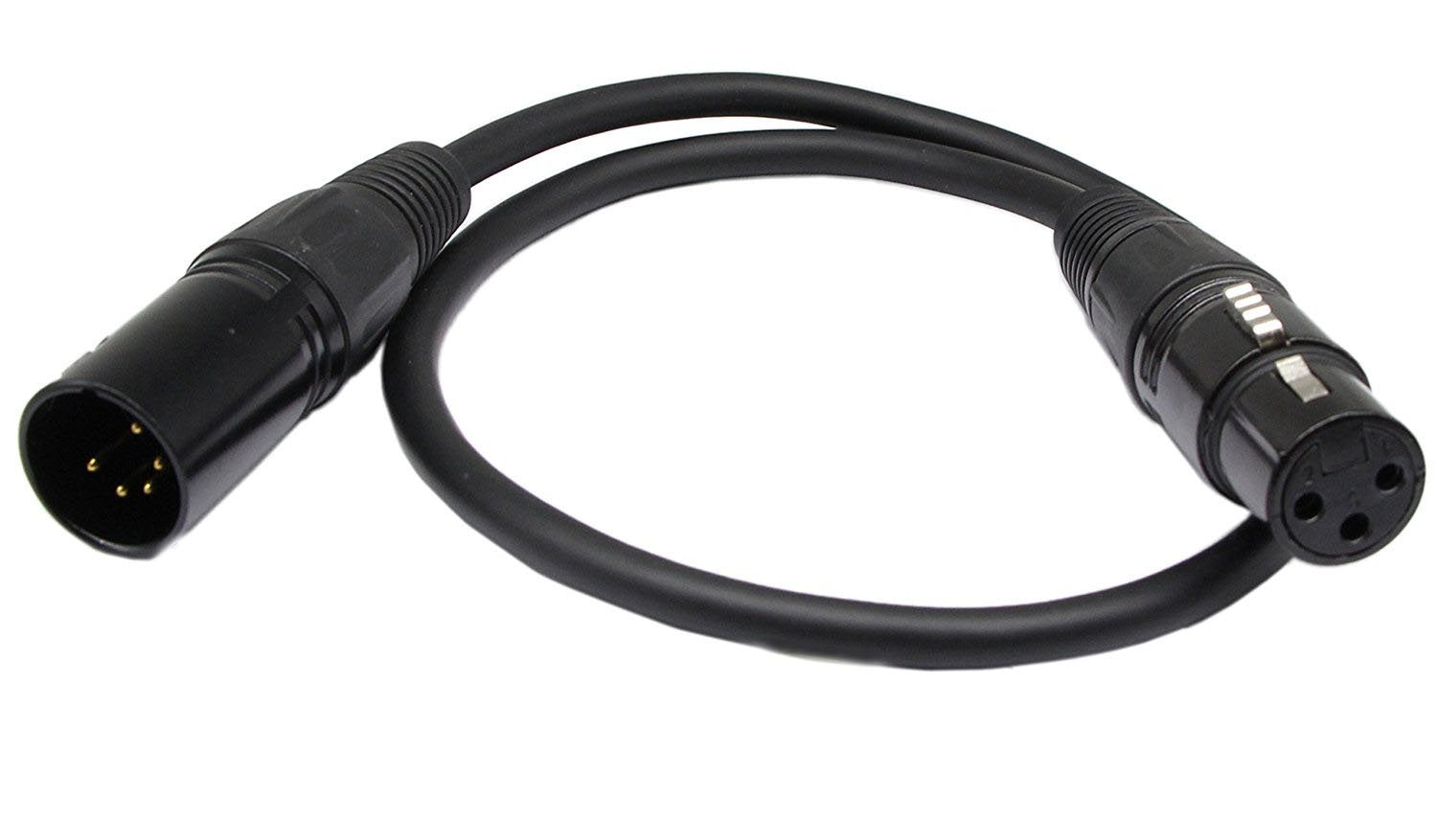 SinLoon DMX 512 Stage Light Cable XLR Male 5 Pin Male to XLR Female 3 Pin with Metal Connectors for Stage Lighting and DJ-1.6m