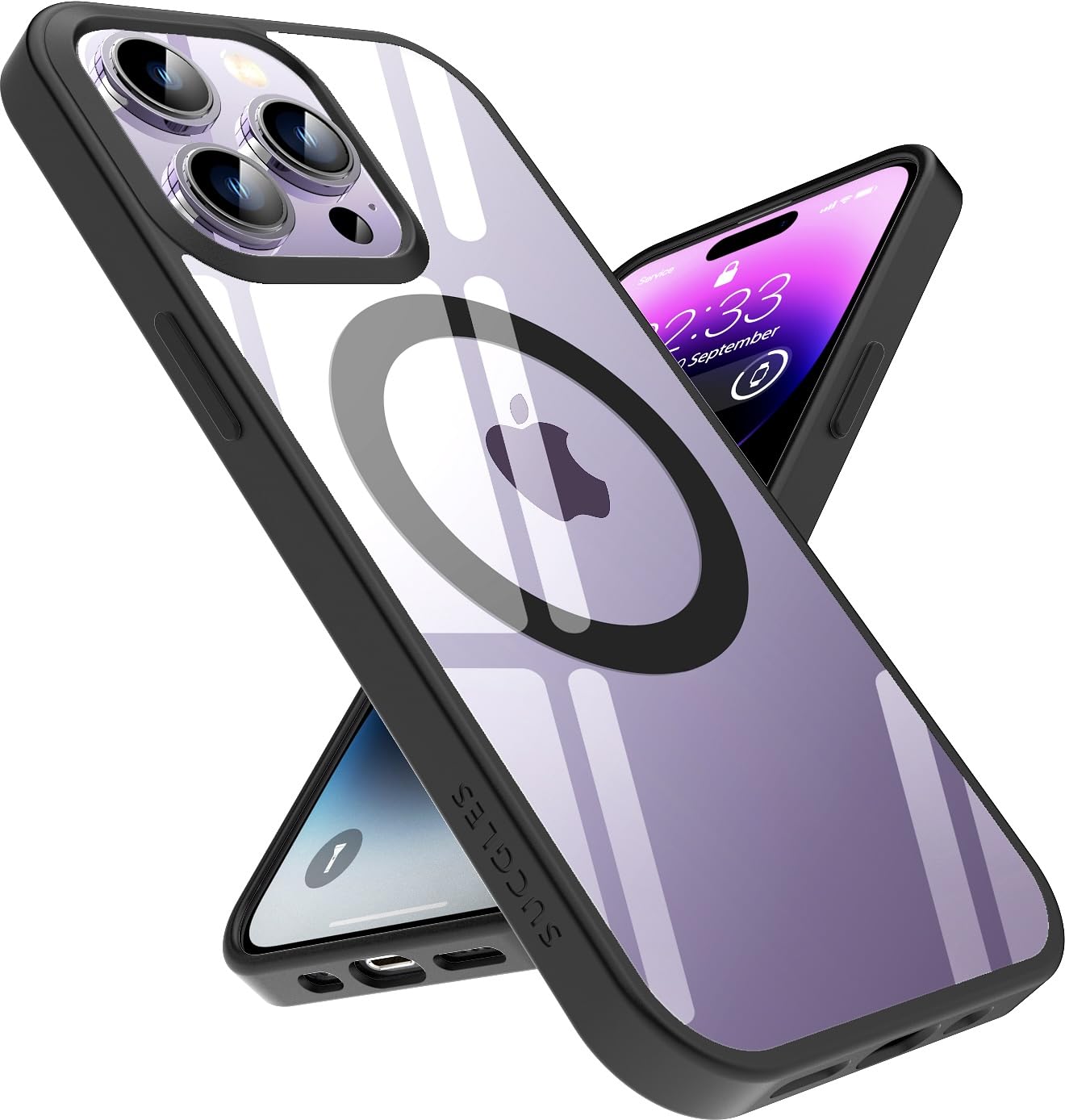 SUCGLES for iPhone 14 Pro Max Case with MagSafe, N56 Strong Magnet, 12FT Drop Protection, Anti-Yellowing Magnetic Slim Case (Bla