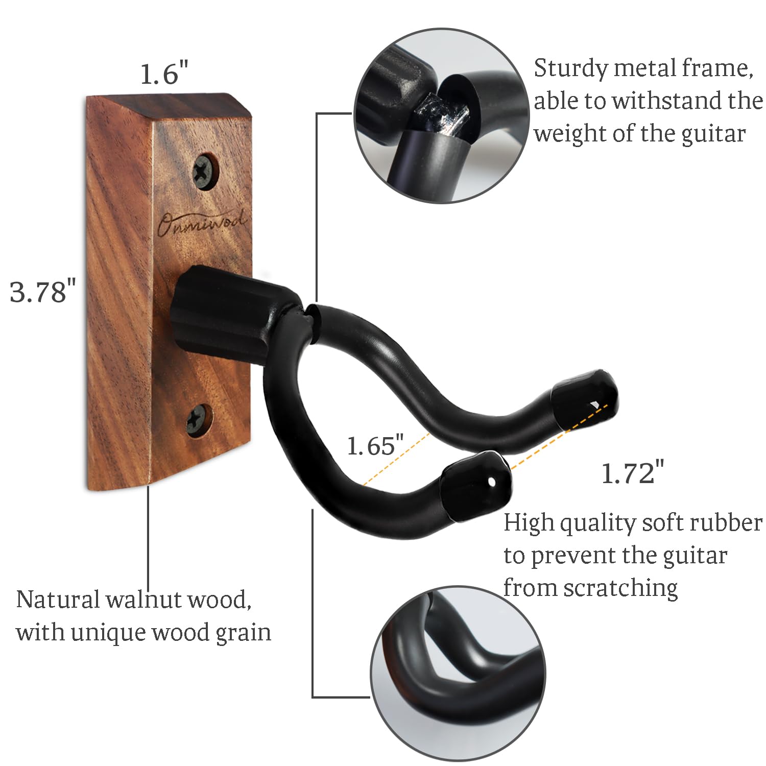 Ukulele Wall Mount Hanger, Black Walnut Wood U Shaped Ukulele Holder Hanger, Ukulele Wall Mount Hook For Ukulele Banjo Mandolin