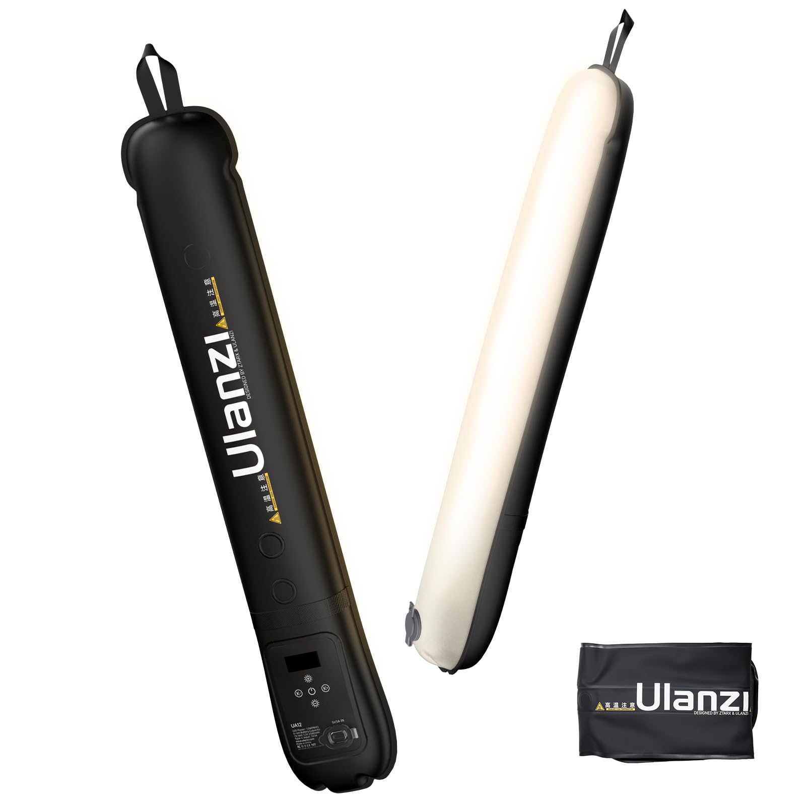 Ulanzi UA12 Bi-Color Inflatable Tube Light, Foldable LED Video Light for Photography, 2700K-6500K, 12W 2500mAh Rechargeable Phot