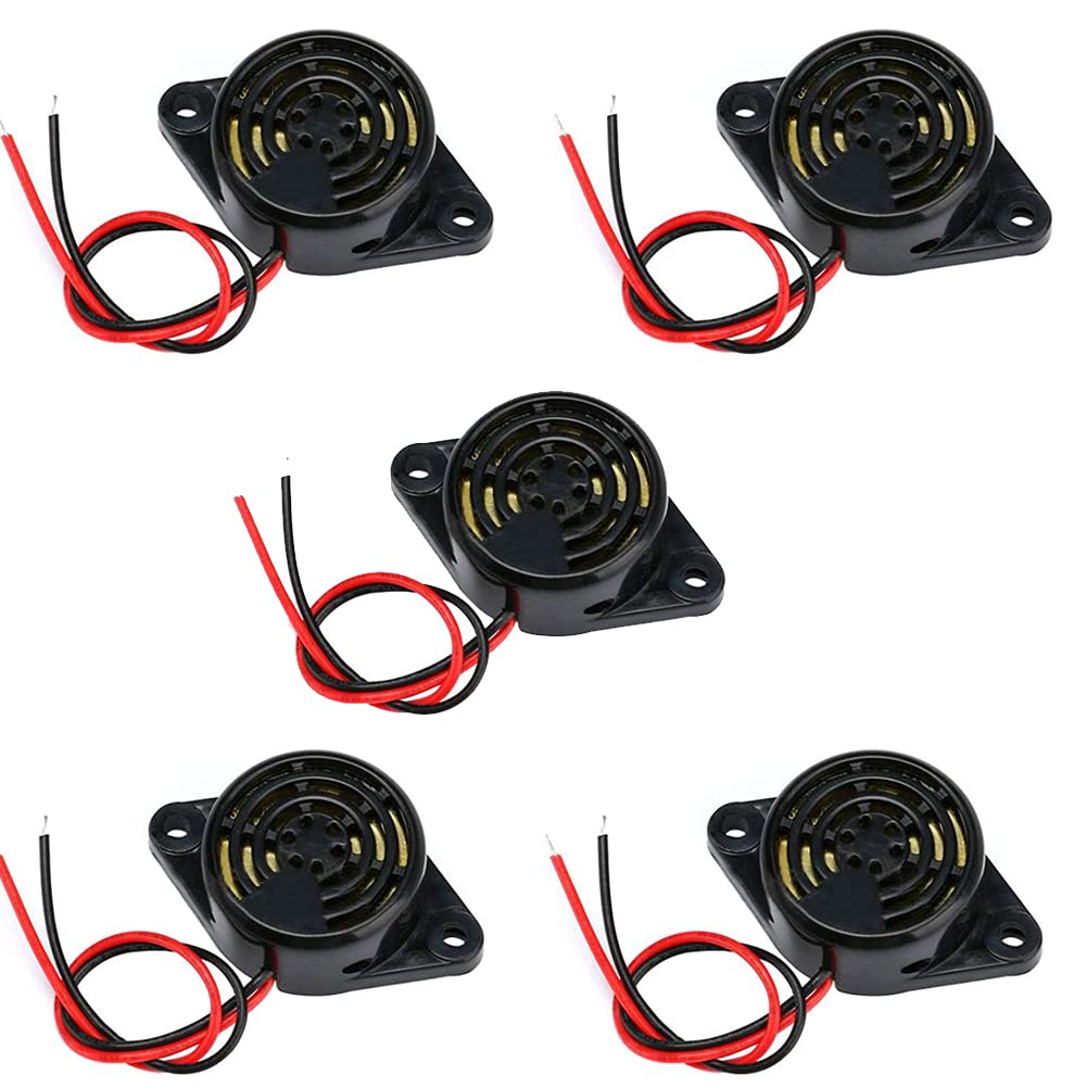 Stemedu 5Pcs Sfm 27 Dc 3 24V Alarm Siren Electronic Piezo Active Buzzer, 95Db High Decibel Continuous Beep Speaker For Arduino
