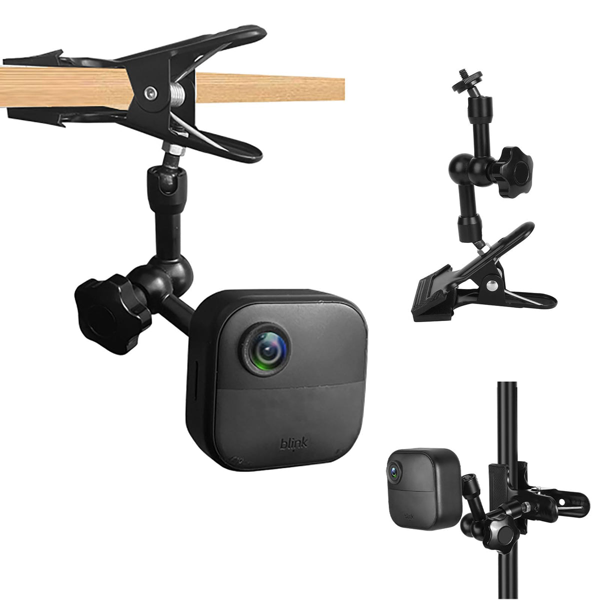 Mippko Clip Clamp Mount For Blink Outdoor 4 (4Th Gen)/Blink Outdoor (3Rd Gen) Xt3/Blink Xt2/Blink Xt/Blink Mini/Blink Mini 2 Camera,360�Adjustable Aluminum Alloy Magic Arm Metal Clamp,1 Pack