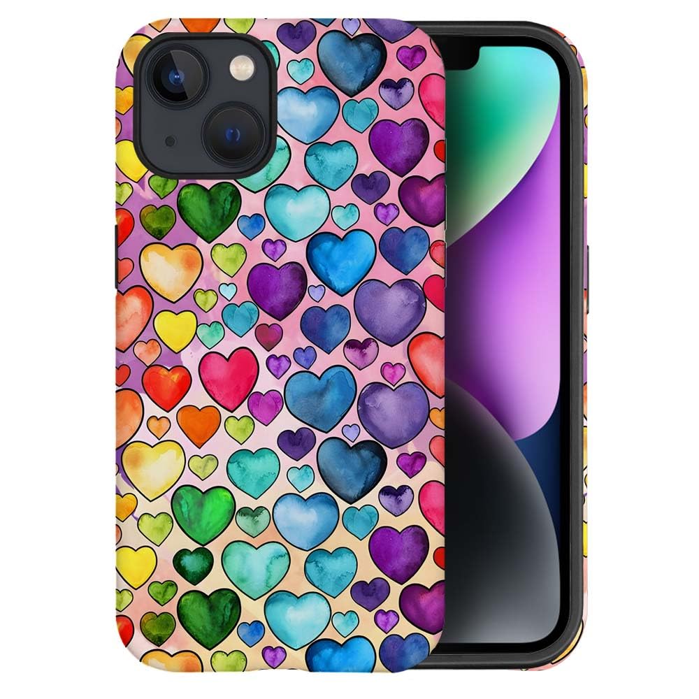 Seized Case Compatible With For Iphone 14,Colorful Heart Lovely Cute Pink Phone Case For Girl Women Boy Men,Durable Protection C