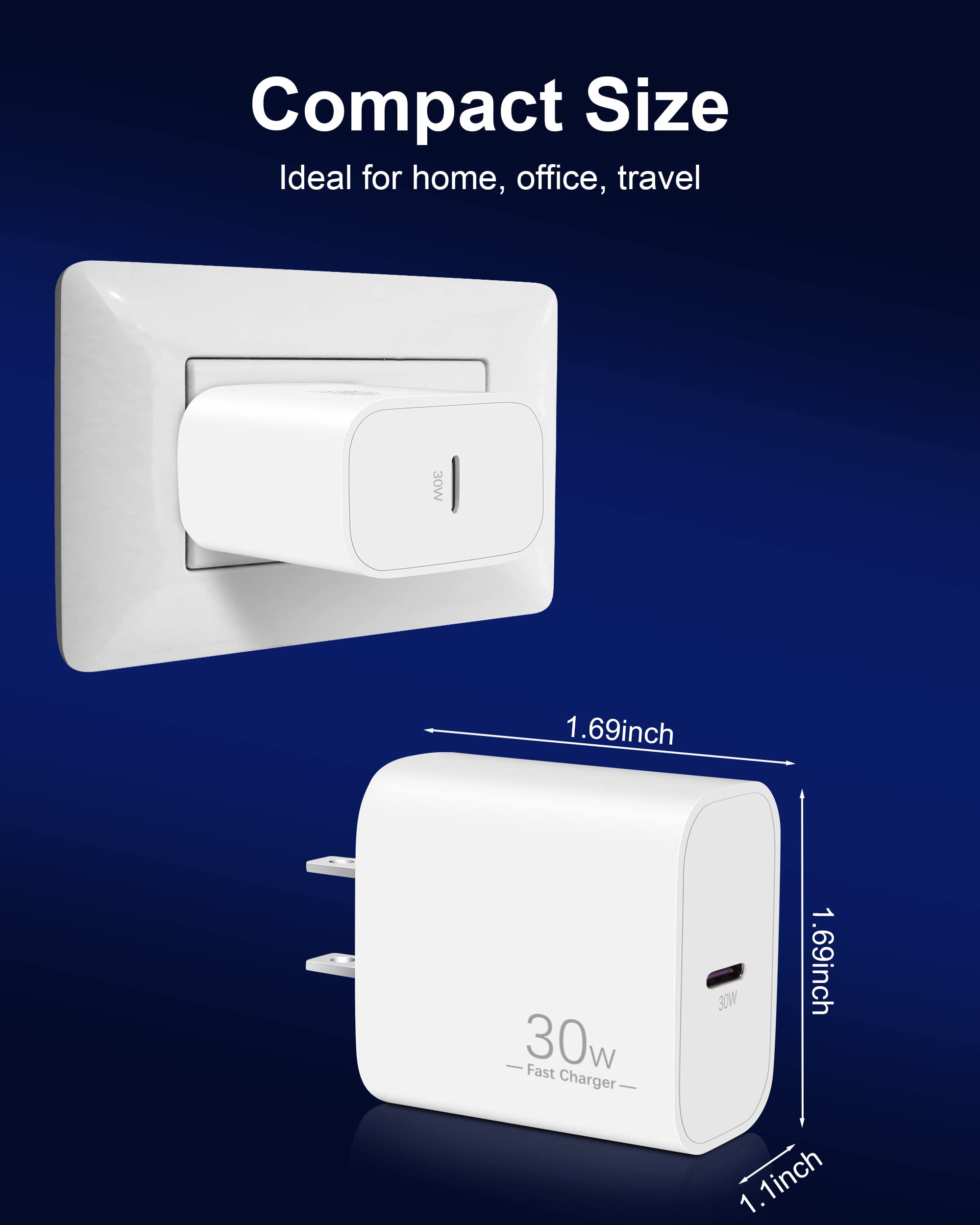 30W Usb C Fast Charger For Apple Macbook Air 13/12 Inch M1/M2, 2022 2020 2019 2018 Laptop, Ipad Pro 12.9, 11 Inch, Air 4Th 5Th,