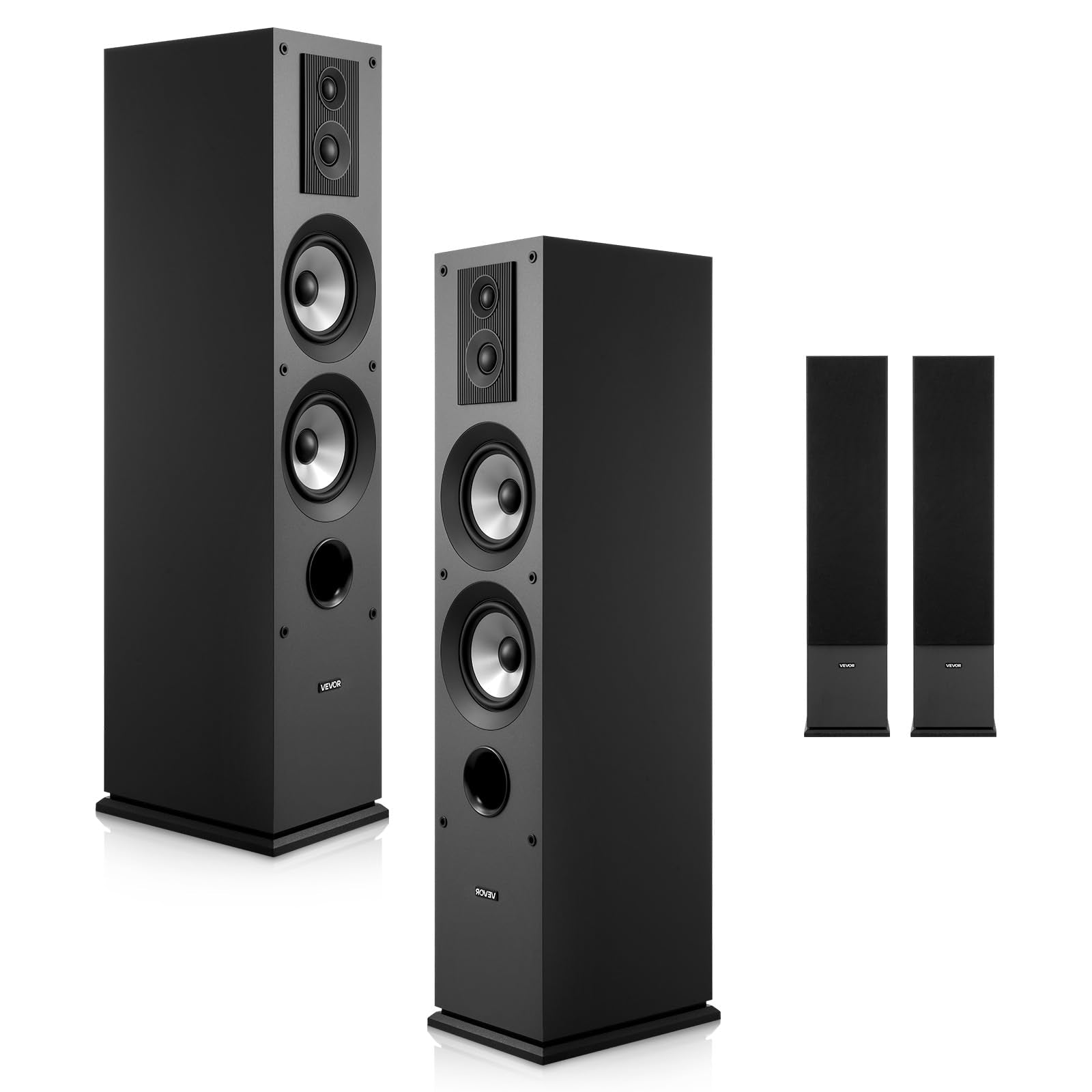 VEVOR Passive Floorstanding Speakers Pair, 3-Way, Floor-Standing Tower Speakers with 0.75 in & 1 in Tweeter, 5.25 in Woofers, 14