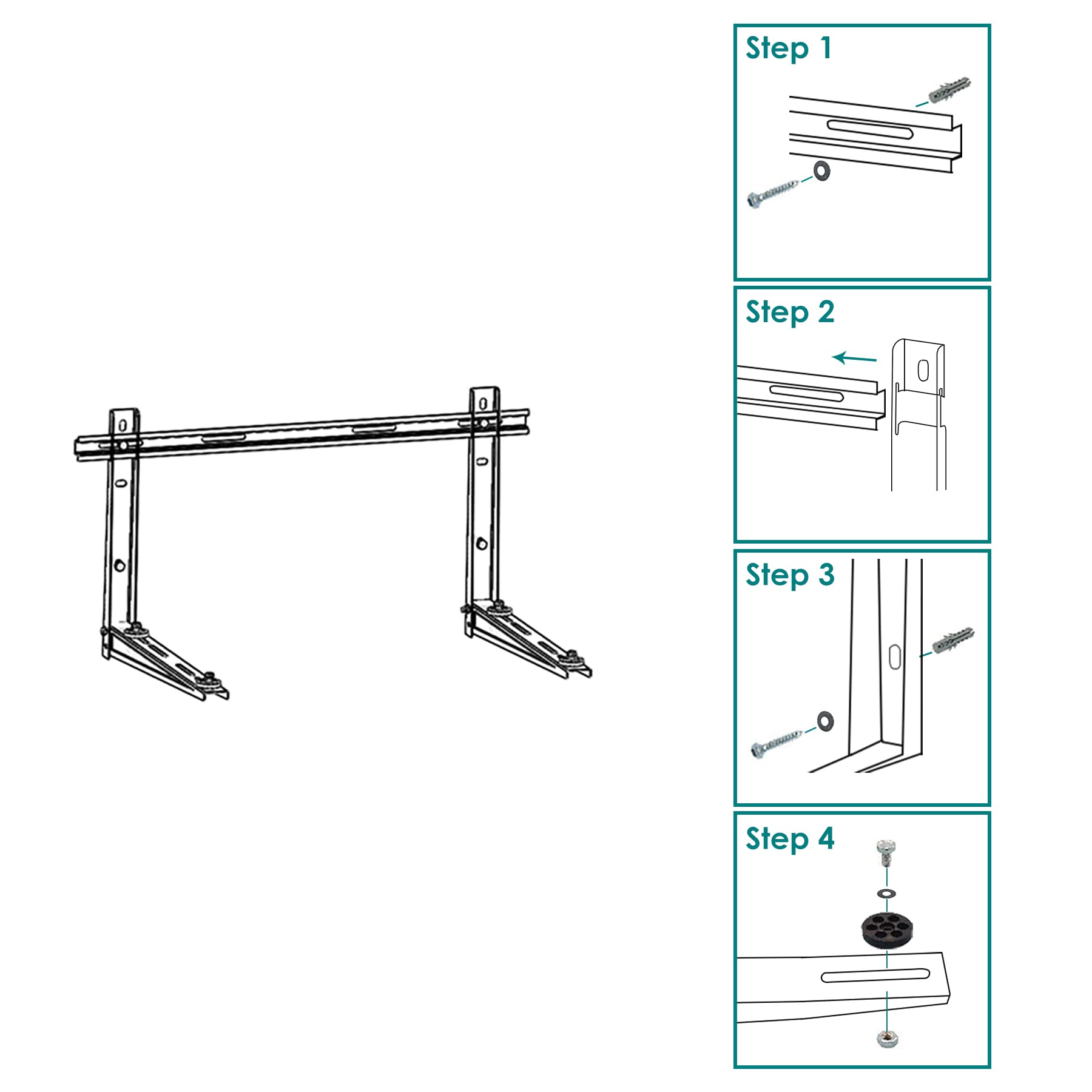 Daisypower Outdoor Wall Mounting Bracket For Ductless Mini Split Air Conditioner Heat Pump Systems, Support Up To 9000-36000 Btu
