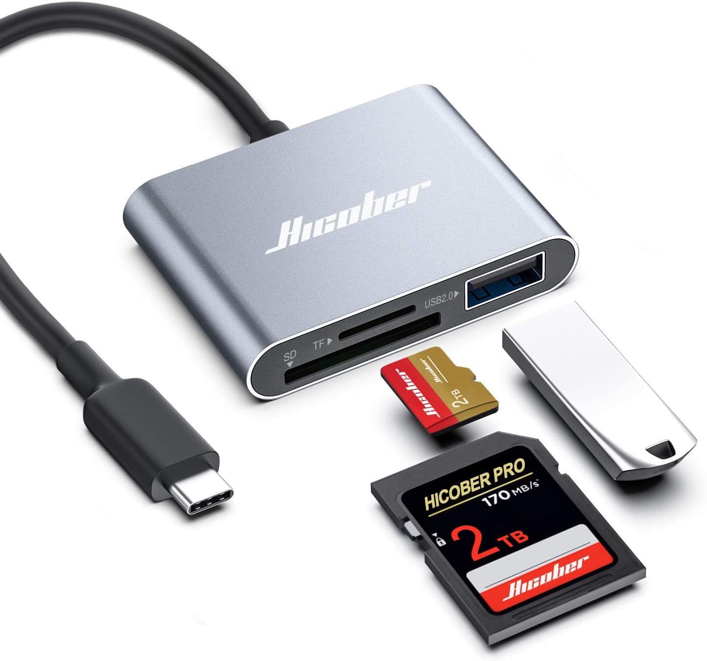 Hicober Usb C To Sd, Micro Sd Memory Card Reader, Type C To Sd Card Reader Adapter 2Tb Capacity For Macbook Camera Android Windo