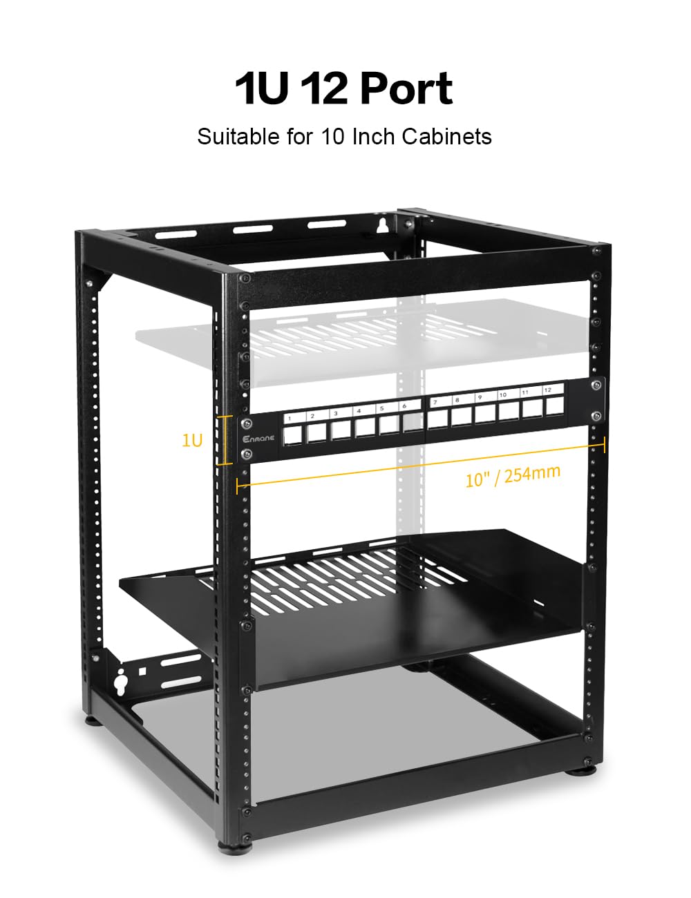 Enmane 12Port Blank Keystone Patch Panel 1U Keystone Patch Panel 10 Inch Shielded Network Patch Panel,Rack Mount With Smart Cabl