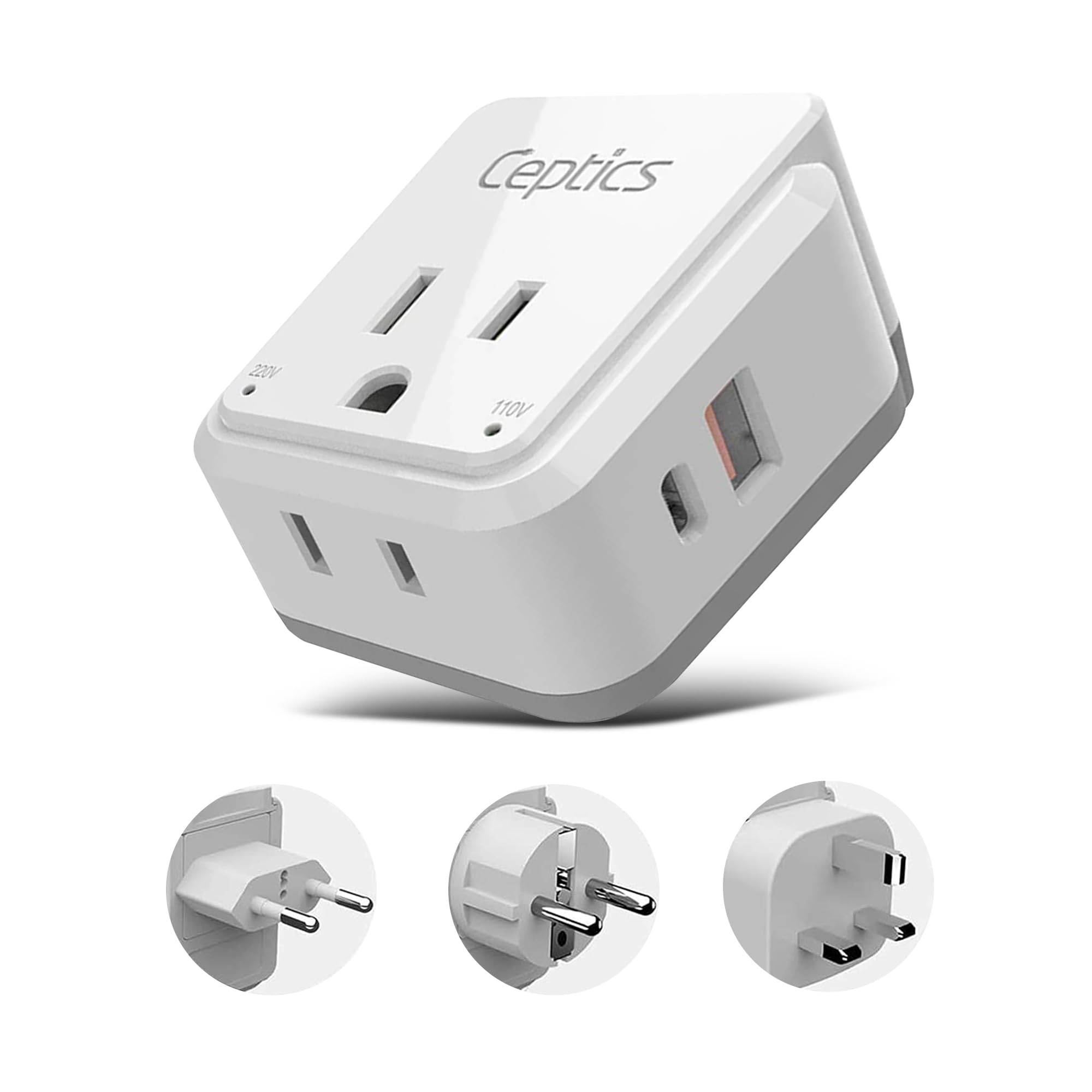 Ceptics European Plug Travel Adapter Set, 20W Pd & Qc, Safe Dual Usb & Usb C   2 Usa Socket   Compact   Use In Germany, France,