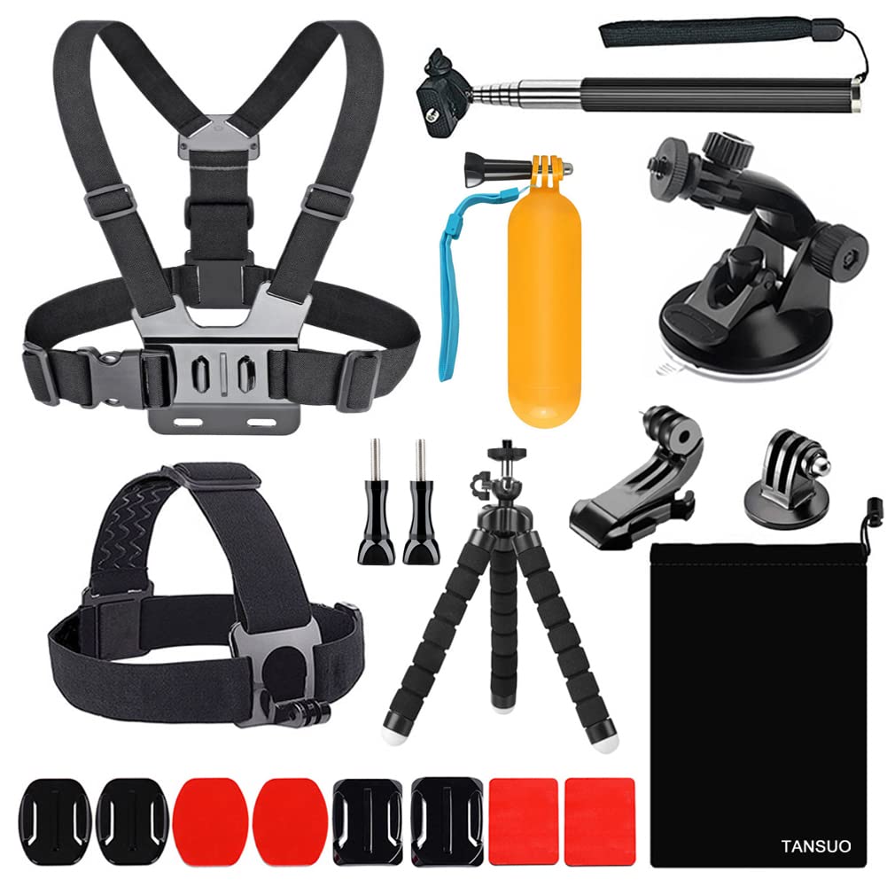 Tansuo 13 In 1 Accessories For Gopro, Action Camera Accessory Kit Compatible With Gopro Hero 12 11 10 9 8 Max 7 6 5 4 Black Sj40