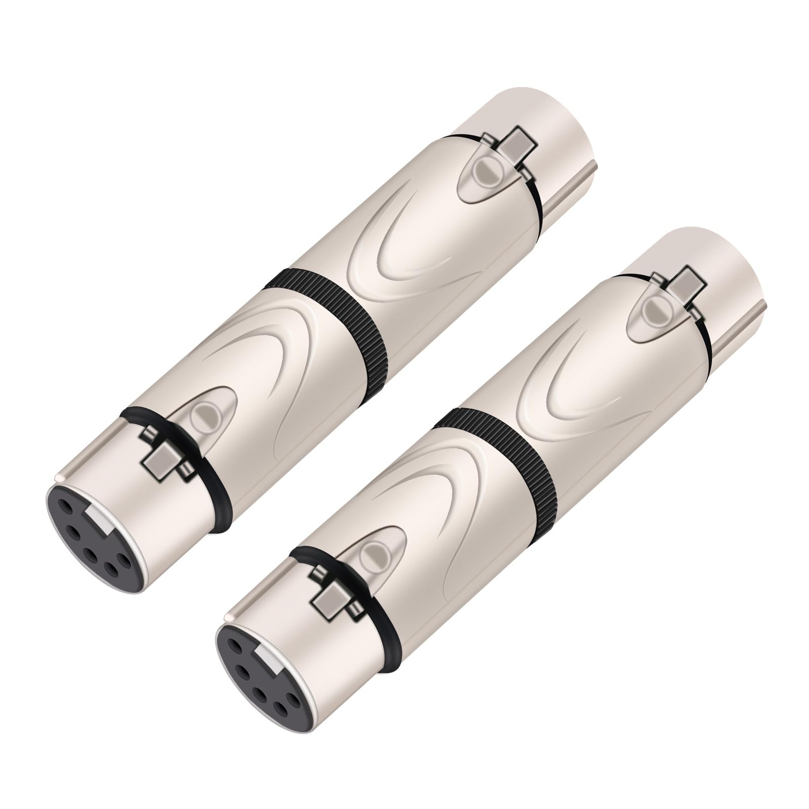HOZIBING XLR Adapter, 5 Pin Female to 5 Pin Female Connector for DMX Audio Mixer Mic Extension - 2 Pack