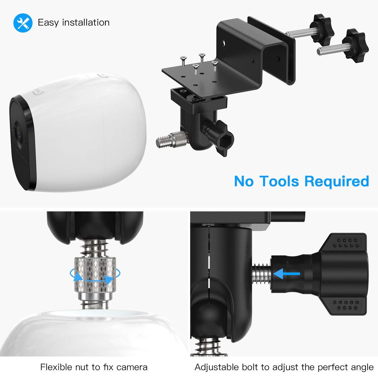 Gutter Mount For Eufycam 2C/2C Pro/3/3C/Solocam C210/Solocam S220, No Drill Camera Outdoor Mount For Most Security Camera With Universal 1/4' Screw(Black, 1 Pack)