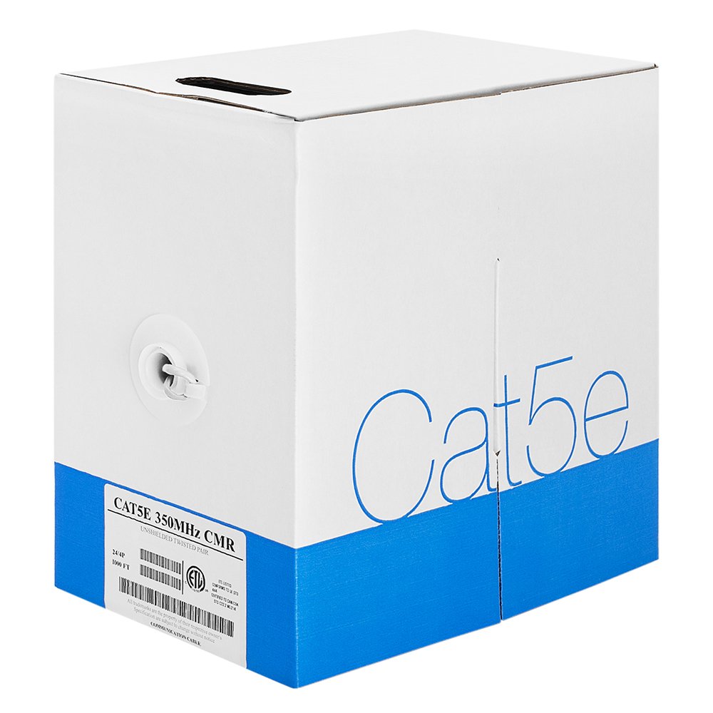 Cmple   Cat 5E Bulk Cable 350Mhz Utp 24Awg Bare Copper Cmr Rated 1000Ft White