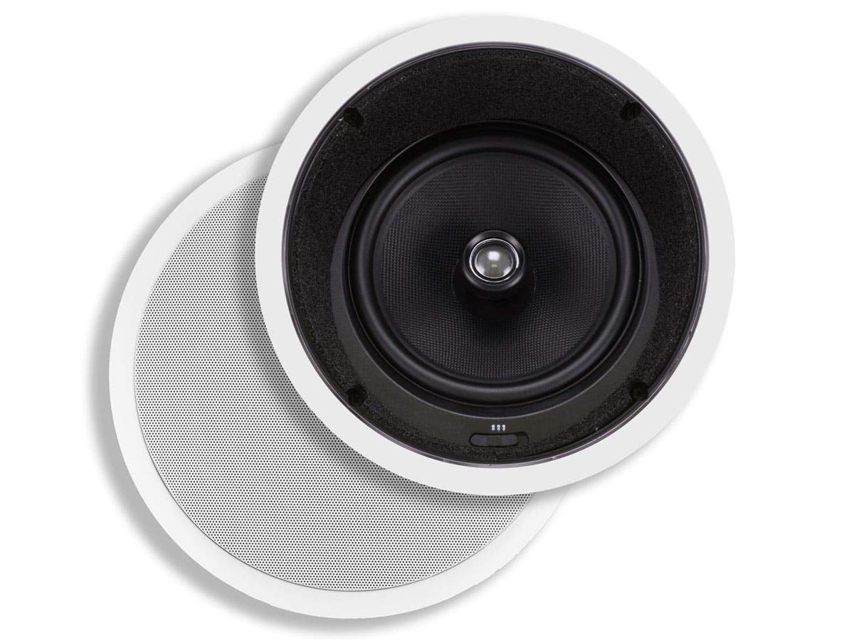 Monoprice 2-Way Aramid Fiber in-Ceiling Speakers - 8 Inch (Pair) Titanium Silk Dome Tweeters - Caliber Series