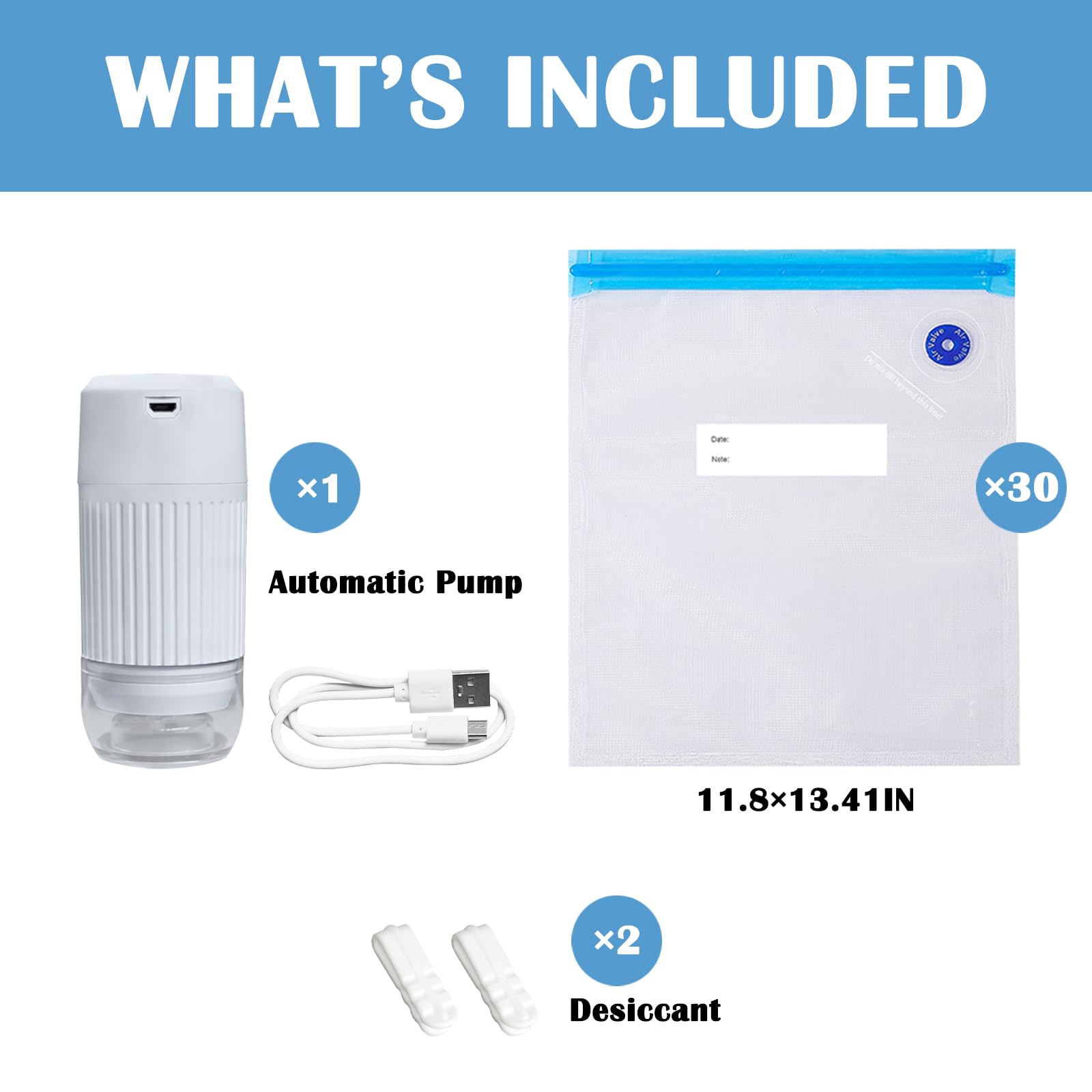 3D Printer Filament Storage Bags Electric Pump Kit, Tiopy 30 Thicken Spool Storage Sealing Bags/Electric Pump/Seal Clip,11.8 X 1