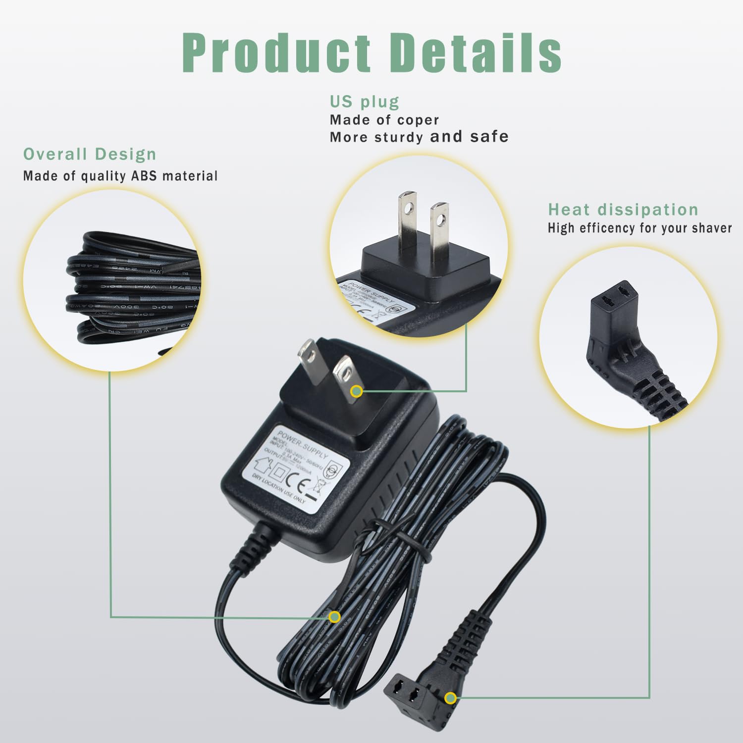 Pinkind 5V Power Adapter Charger for Wahl Trimmer Models 5616L, 5701, 9818A, 9864, 9896 - Replacement Power Supply Cord