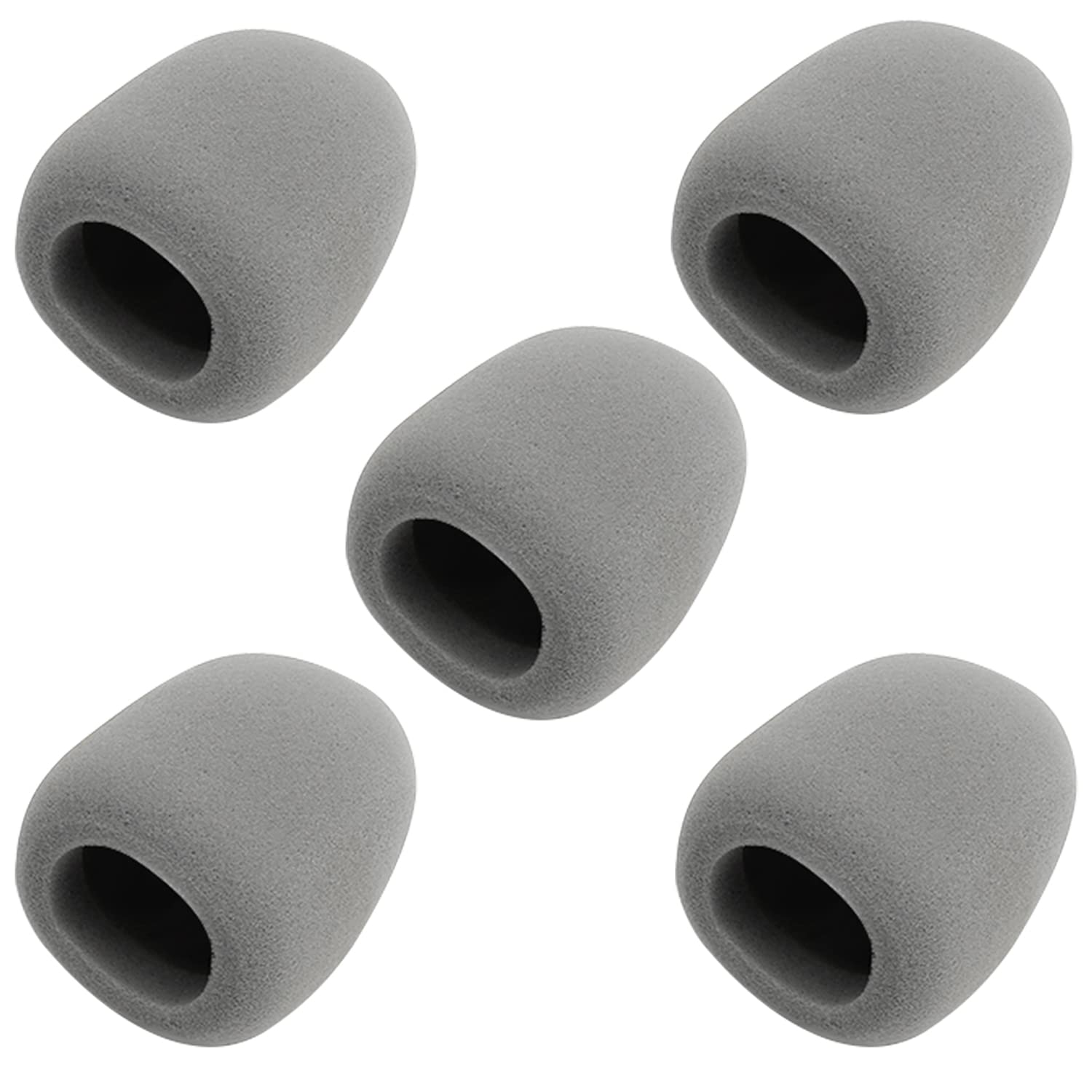 Fielect 5Pcs Microphone Cover Sponge Foam Mic Cover Handheld Microphone Windscreen Shield Protection Micro Foam Filter Gray For Ktv Broadcasting