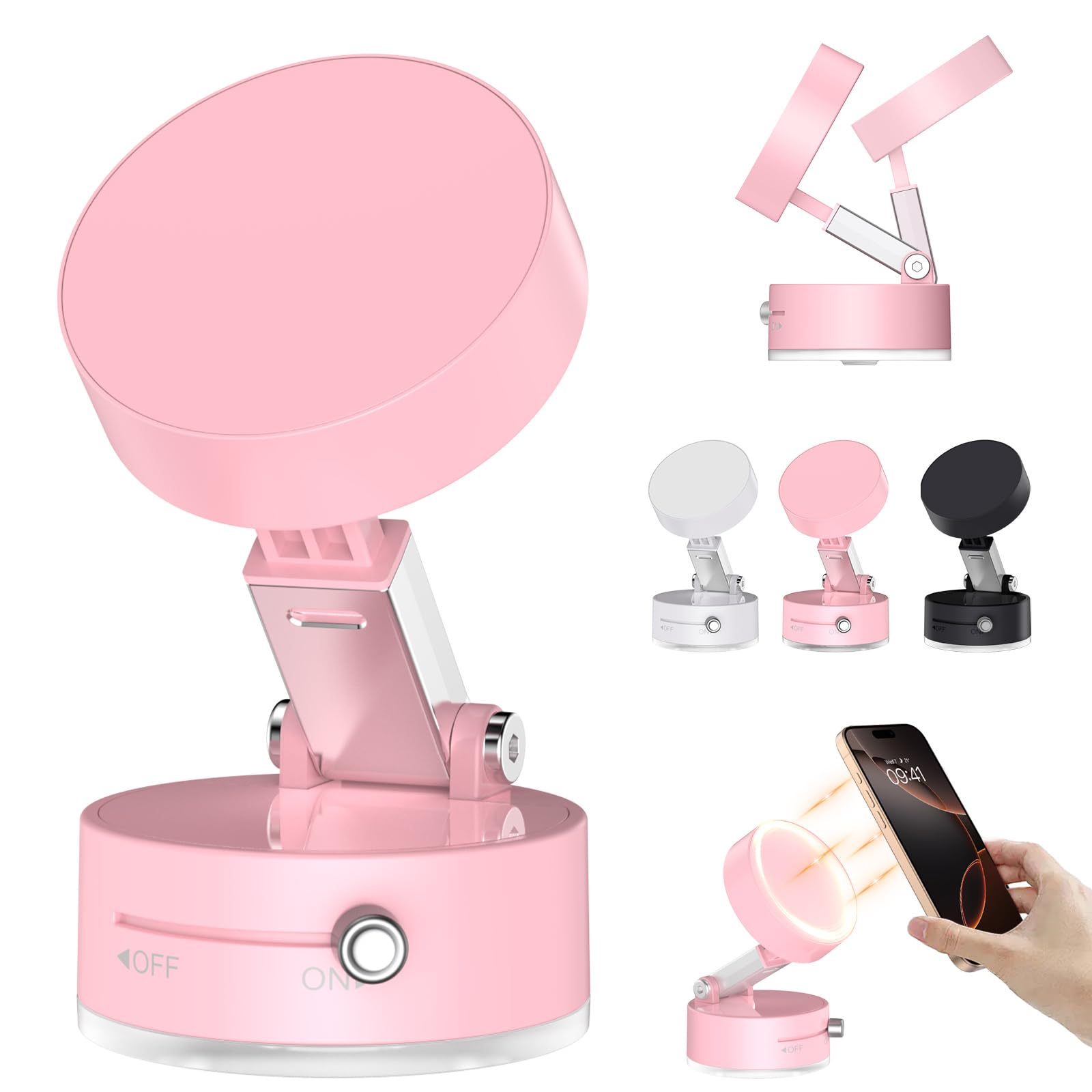 Duedue Vacuum Magnetic Suction Phone Holder, 2025 New Magnetic Suction Phone Mount, Foldable Portable Double-Sided Vacuum Magnet