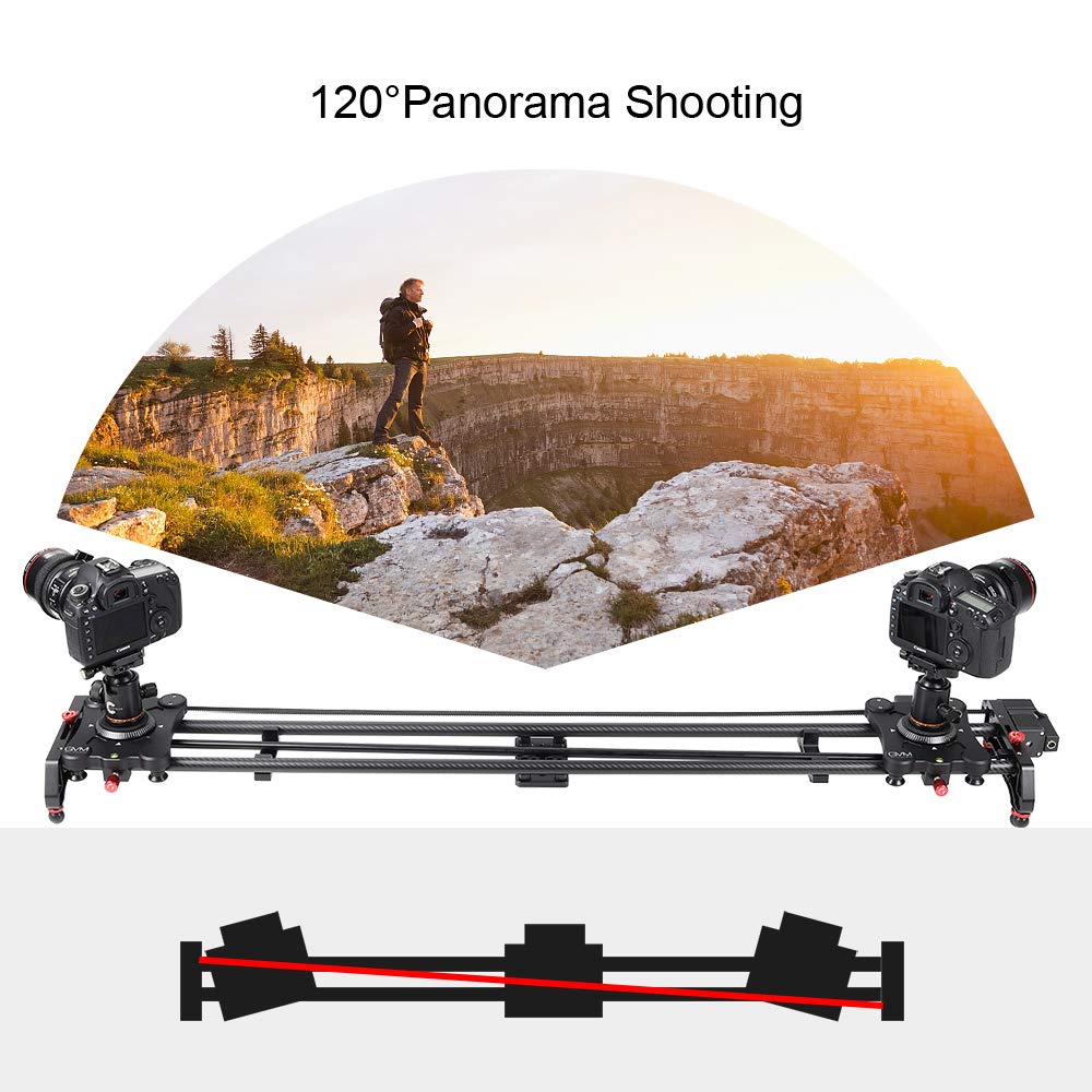 GVM Great Video Maker Motorized Camera Slider 48"/120CM Carbon Fiber Black for Time Lapse & Video