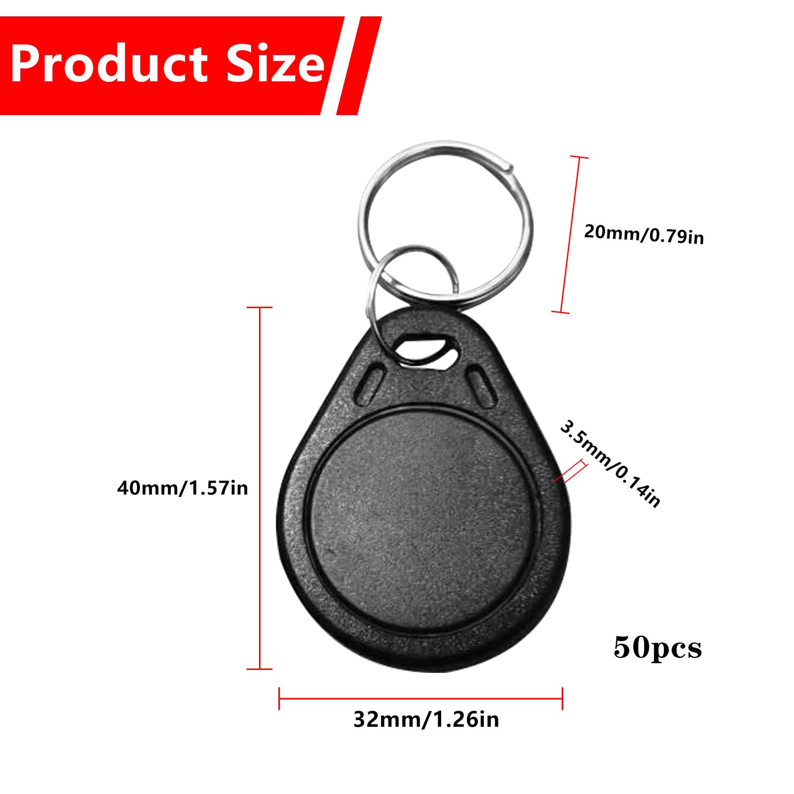 Cdiytool 50 Pcs Id 125Khz Writable Rewritable T5577 Fob Tag For Rfid Writer(Black)