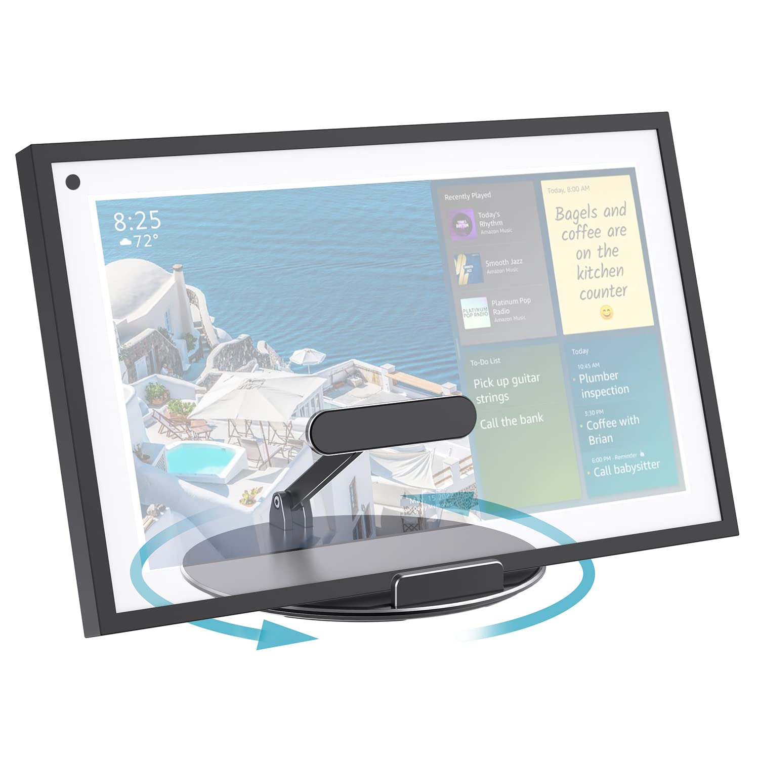 Letlar Tilt And Swivel Stand For Echo Show 15, Make Of Aluminum Alloy, Rotatable And Foldable, Echo Show 15 Mount Suitable For 8