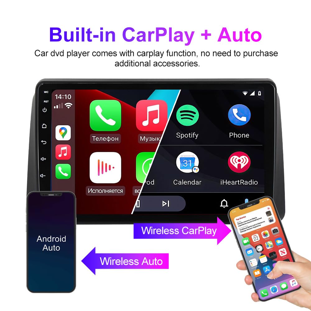 Android 12 Car Radio Stereo For Dodge Grand Caravan 2011 2020 For Chrysler Grand Voyager 2011 2015, Biorunn 9'' 4 Core Wireless