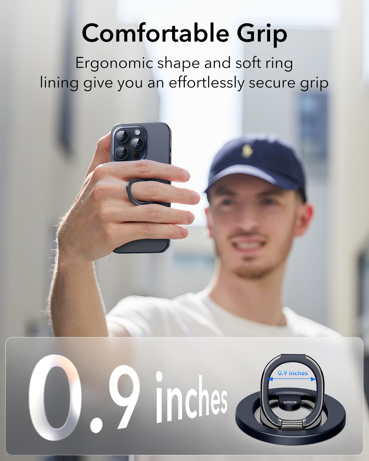 Esr Magnetic Phone Ring Holder (Halolock), Compatible With Magsafe Ring Holder, Magnetic Phone Grip With Adjustable Stand, Compa