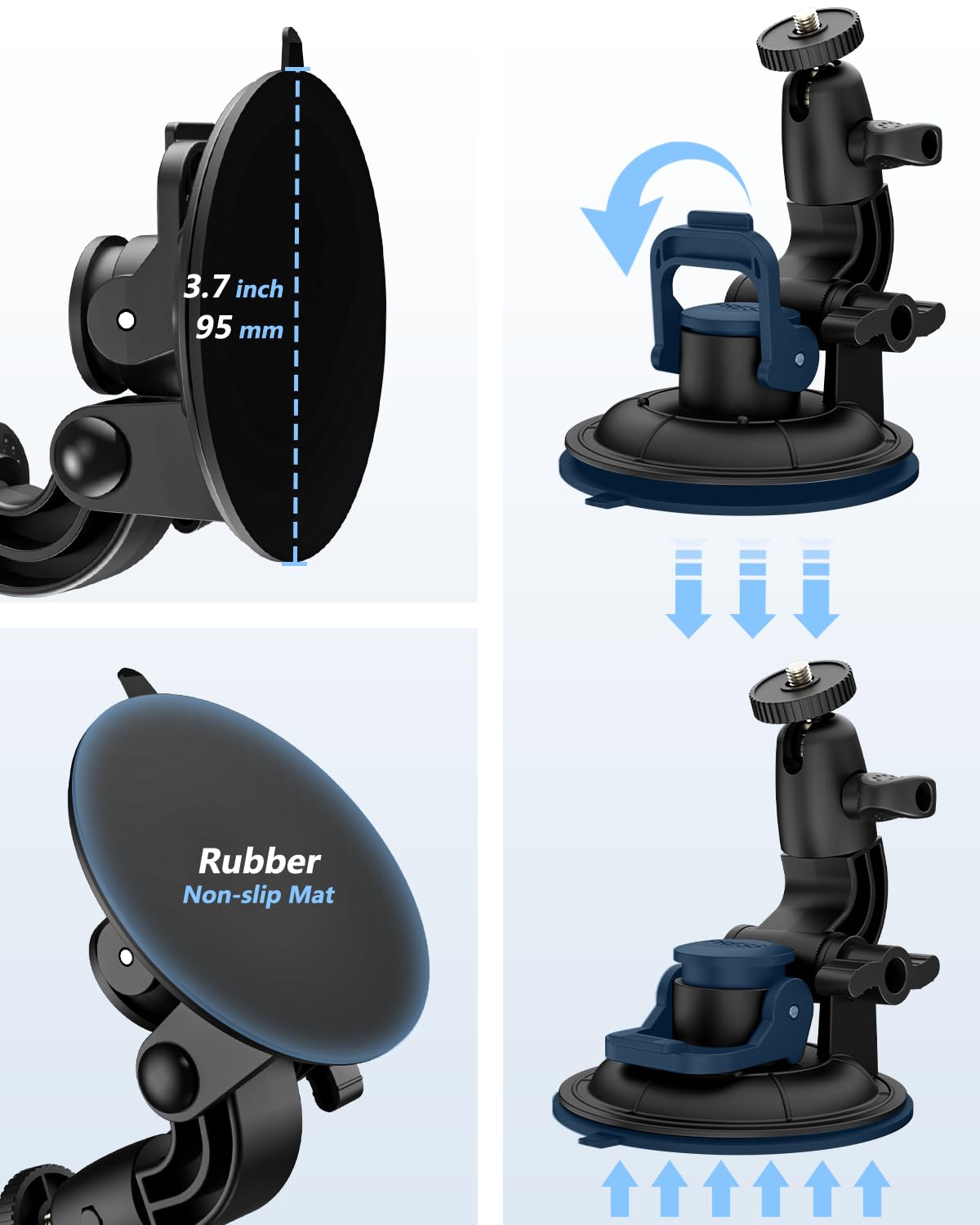 Windshield Car Tablet Holder, Heavy Duty Suction Cup Window Dashboard Tablet Mount For Car/Truck/Vehicle/Suv With 1/4'' Screw Fo