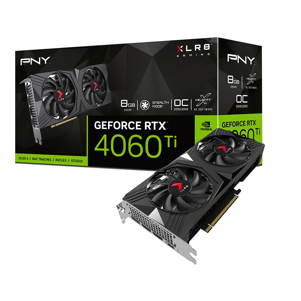 Pny Geforce Rtx 4060 Ti 8Gb Verto Oc Dual Fan Graphics Card Dlss 3 (128 Bit, Pcie 4.0, Gddr6, Hdmi/Displayport, Supports 4K, 2 S