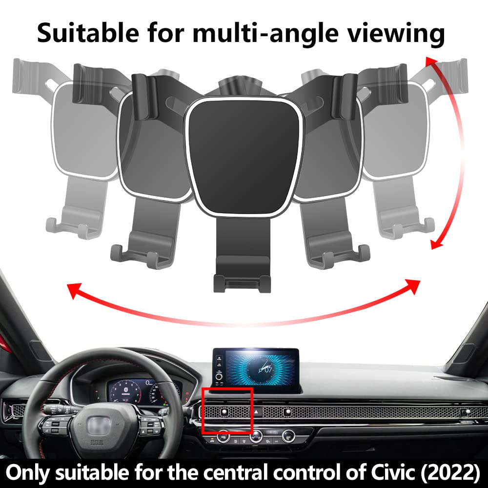 Lunqin Car Phone Holder For 2022 2024 Honda Civic 11Th Gen Lx Sport Ex Touring Si Auto Accessories Navigation Bracket Interior D