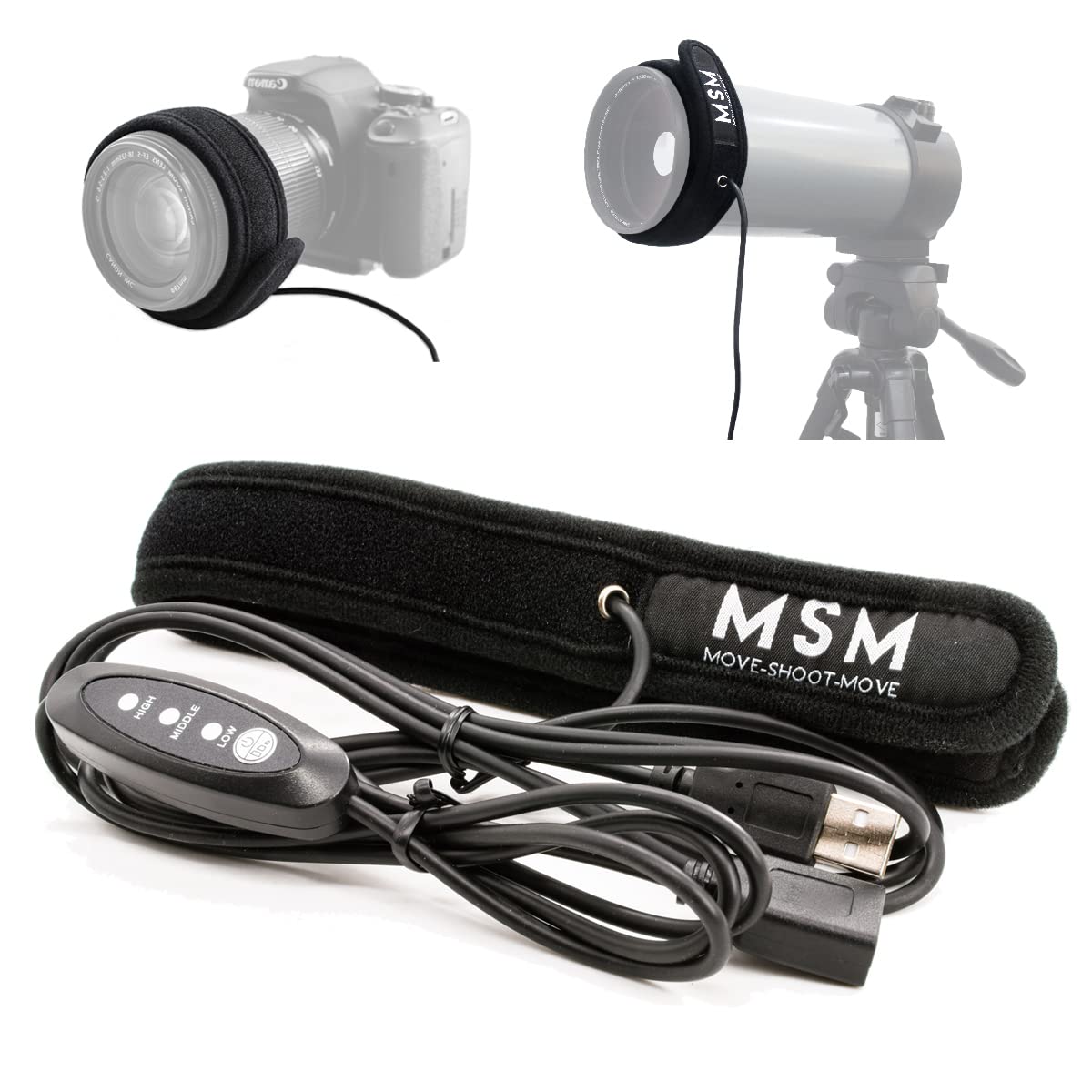 Lens Warmer With Cold Flexible Cable Down To -25?, 350Mm Dew Heater Strip Prevents Lens From Dew, Fog And Condensation For Astro