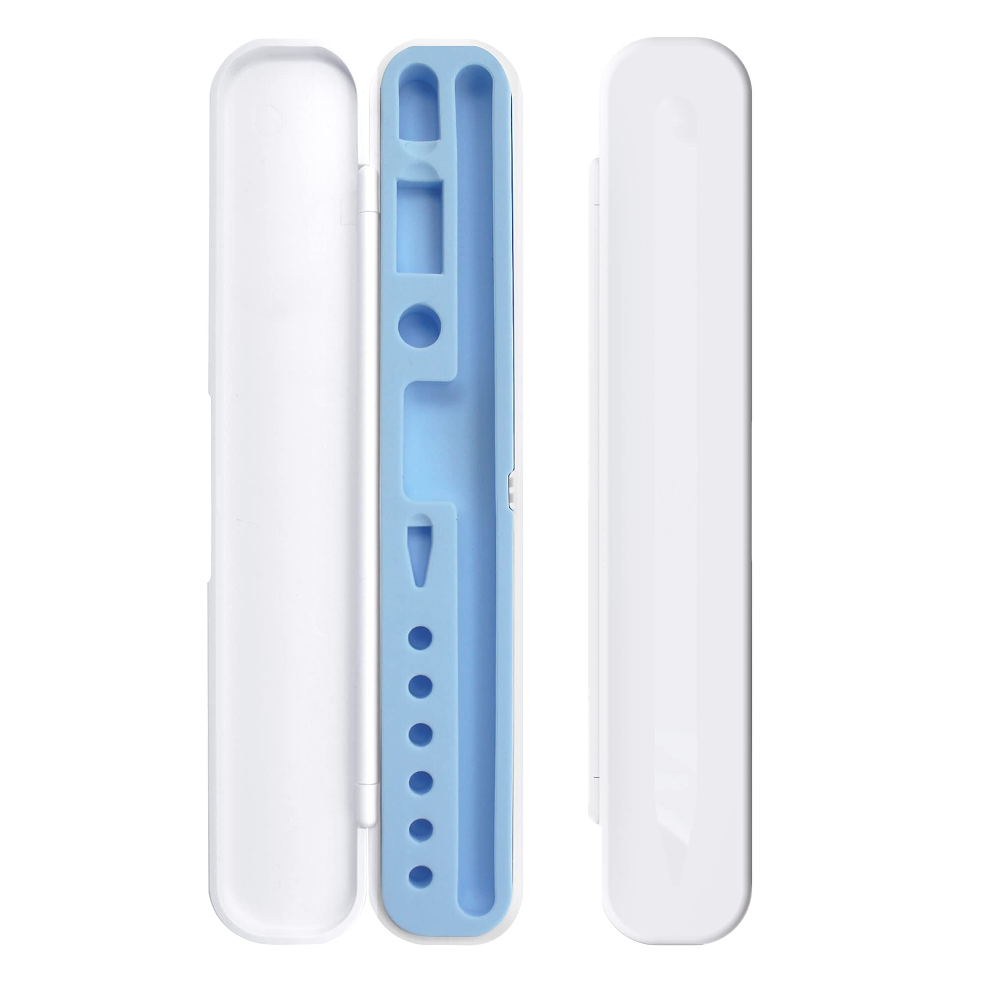 TechMatte Portable Electronic Device Cover, Compatible with Apple Pencil 1st and 2nd Generation and Accessories-White with Blue