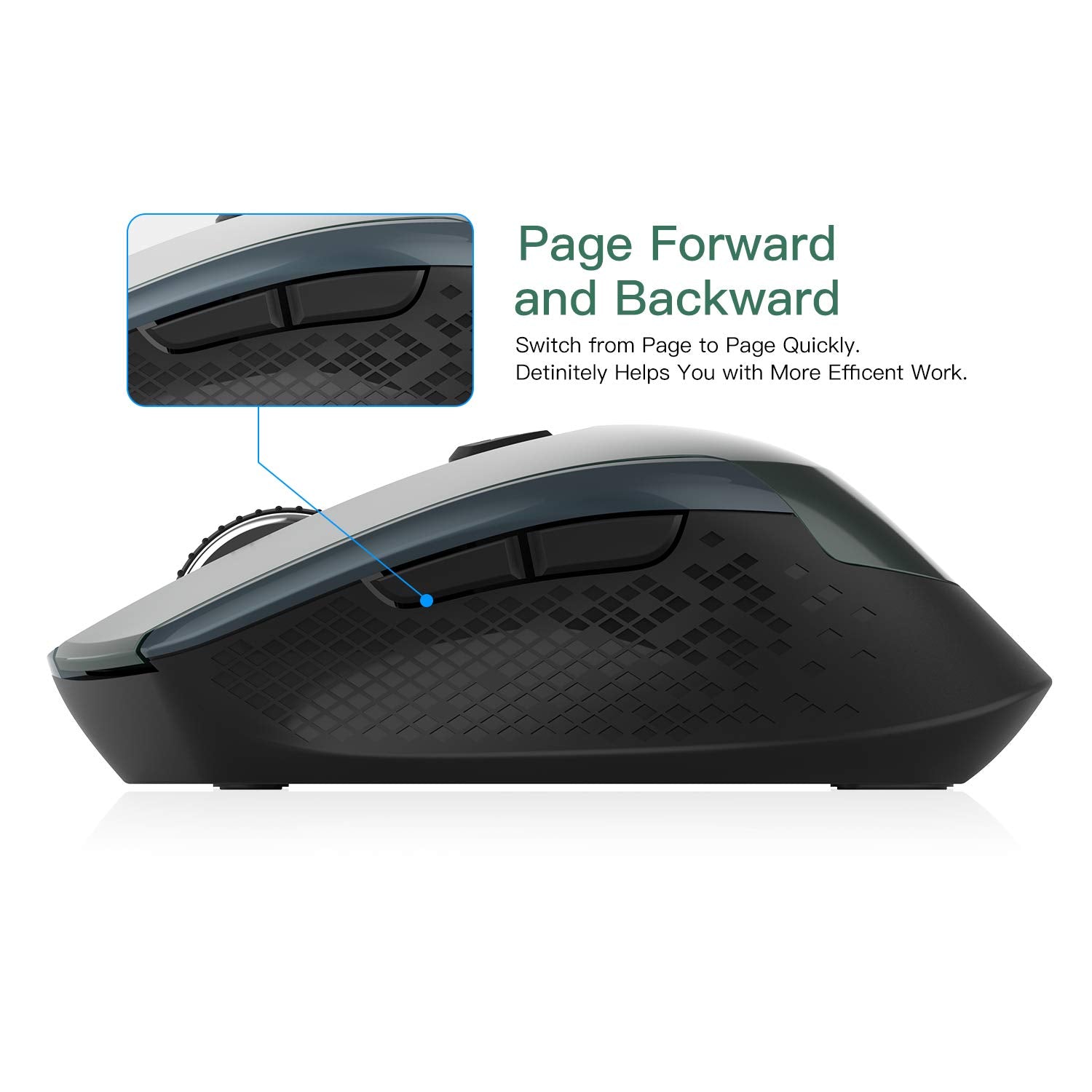 Cimetech Wireless Ergonomic Mouse, 2.4G Computer Optical, 6 Buttons, Silent With Usb Receiver, 3 Adjustable Dpi For Laptop, Desk