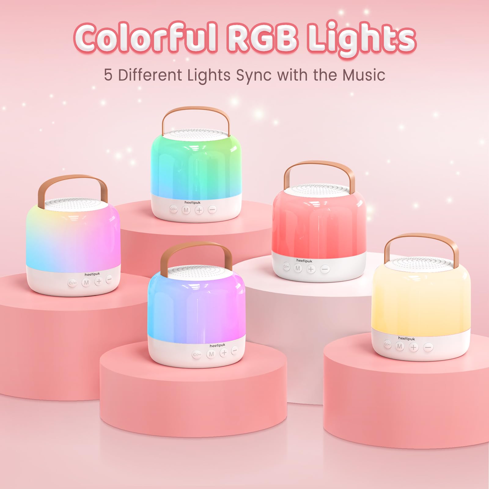 Mini Karaoke Machine For Kids Adults,Portable Bluetooth Speaker With 2 Wireless Microphones Toys Gifts For Girls 4 12 Years Old,