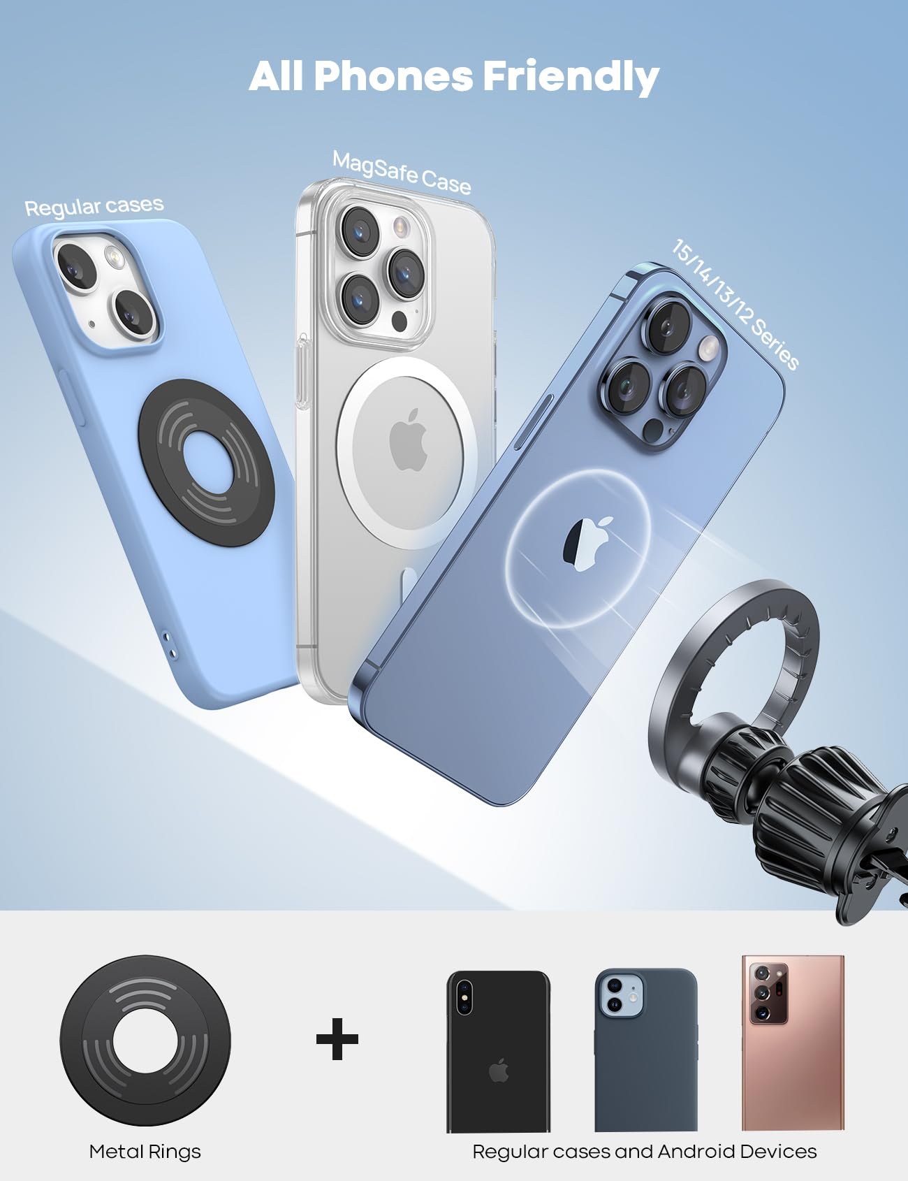 Lamicall Fits Magsafe Car Mount   [20 Super Magnets] Magnetic Car Phone Mount, Air Vent Cell Phone Holder Clip, Magsafe Accessor